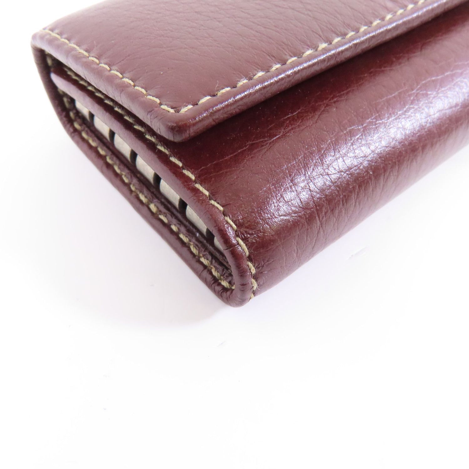 Gucci Cowhide Leather Key Case Silver Chain Spoon Baozhu Red Key Holder Bordeaux Red Calfskin (cowhide) 212177