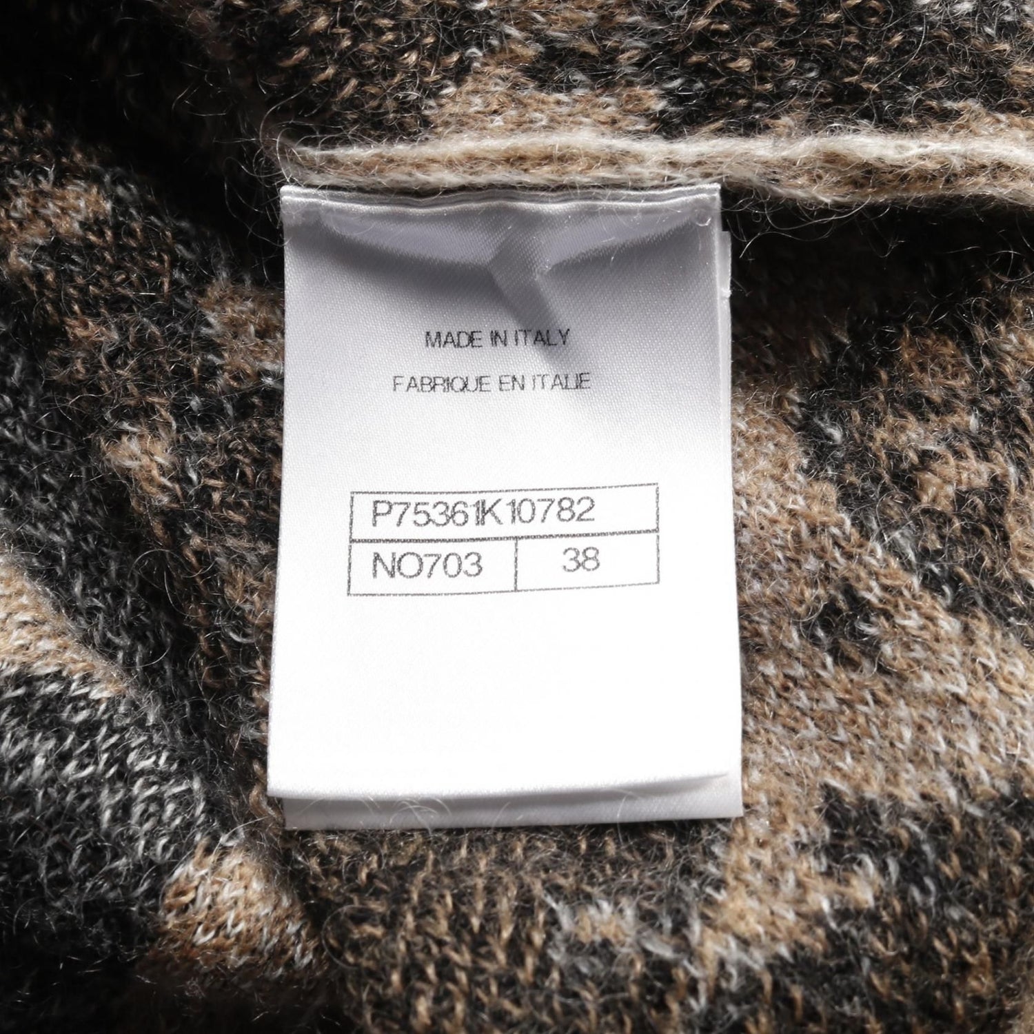Chanel Brown Black White Coco Mark Knit Cashmere Moheya P 75361k 10782