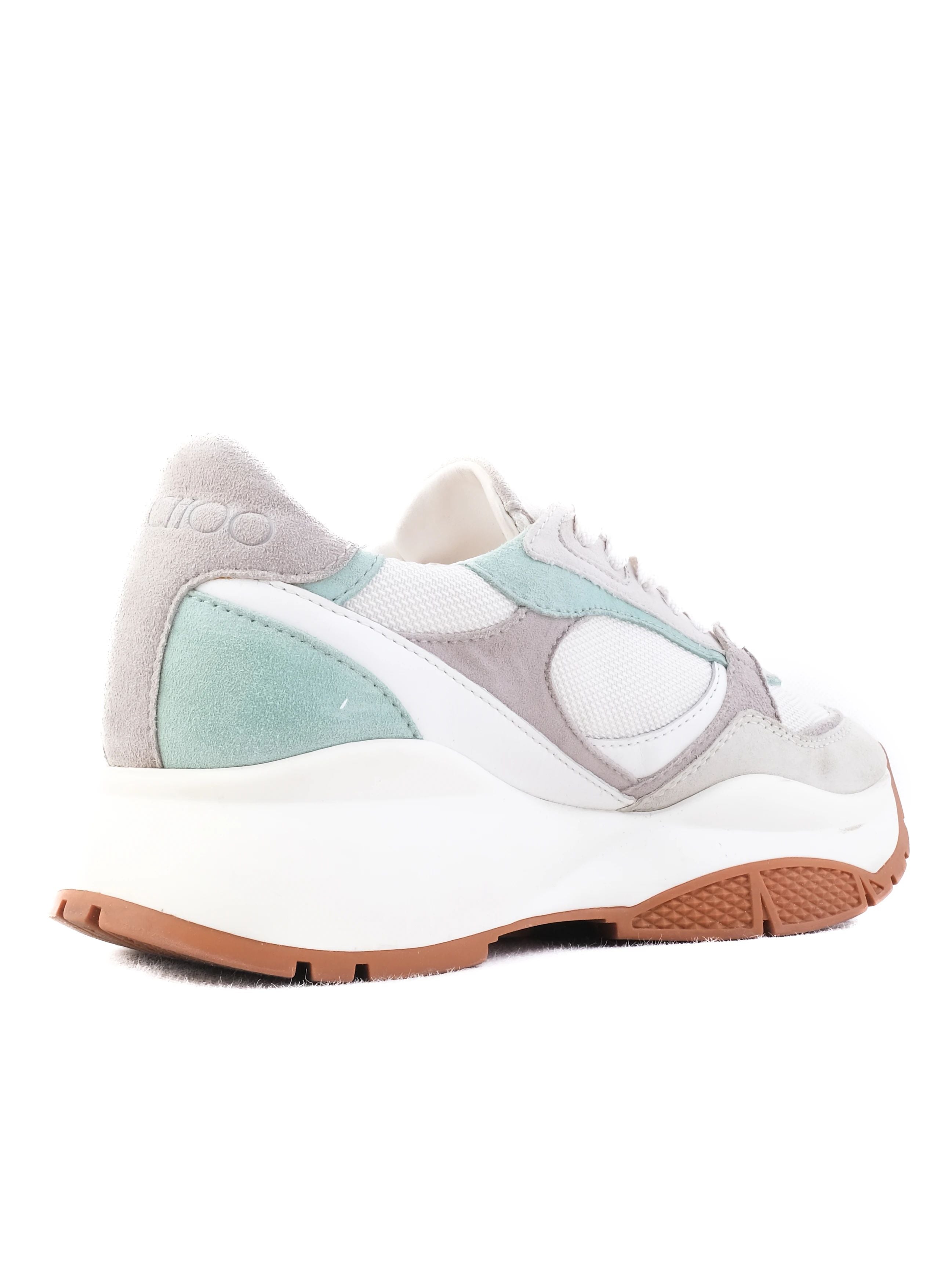 Perfect Jimmy Choo Women Sneakers White Gray Light Blue Fabric