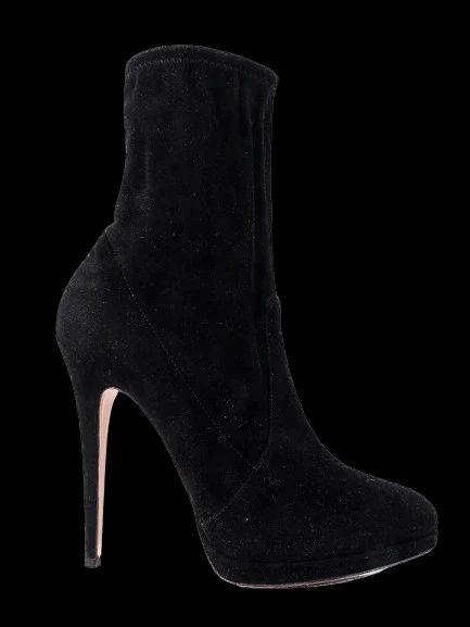 Excellent Casadei Black Genuine Suede High-Heeled Ankle Boots Size N/A
