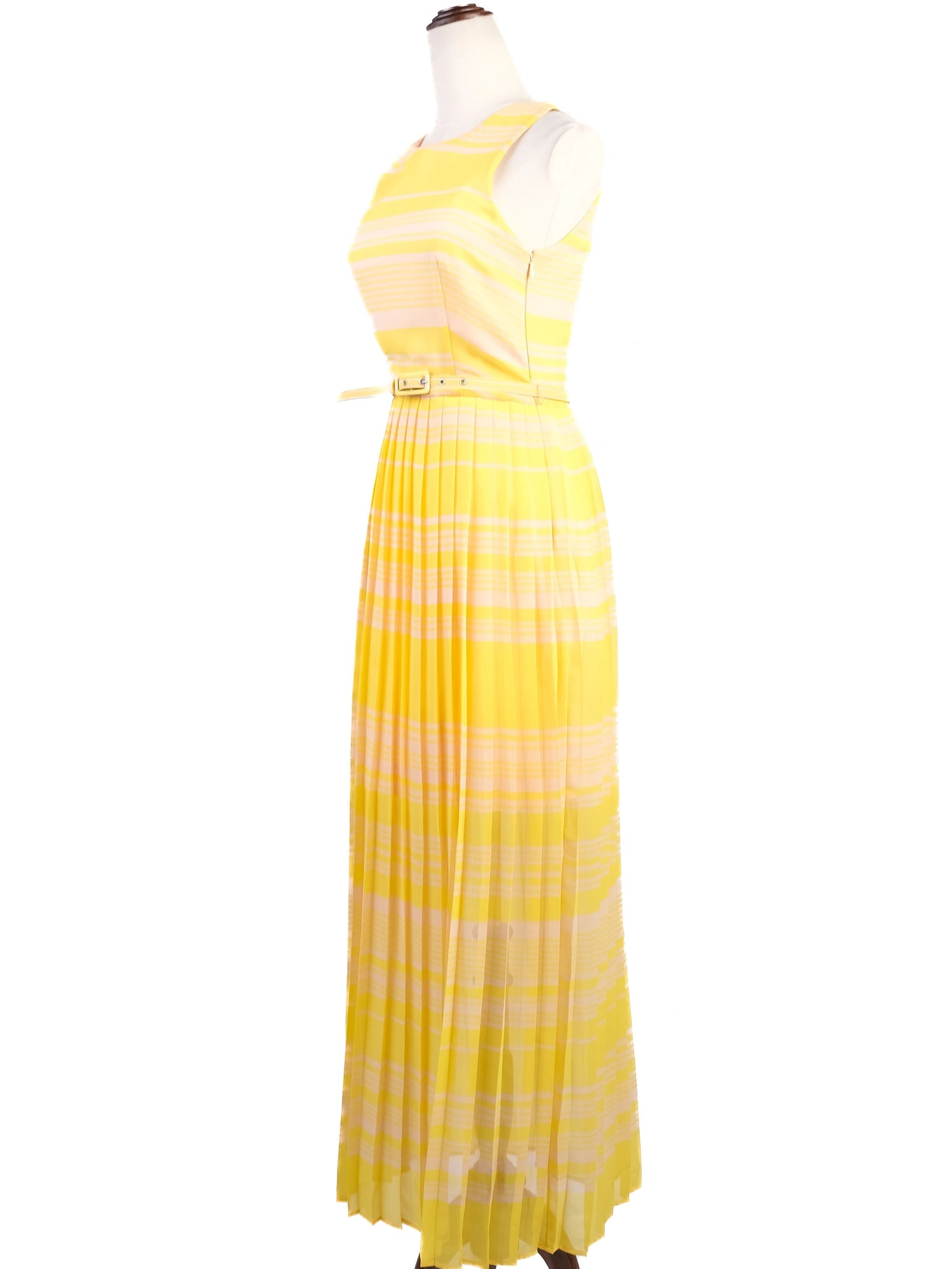 Excellent French Connection Yellow Sleeveless Dress XS with Stripes