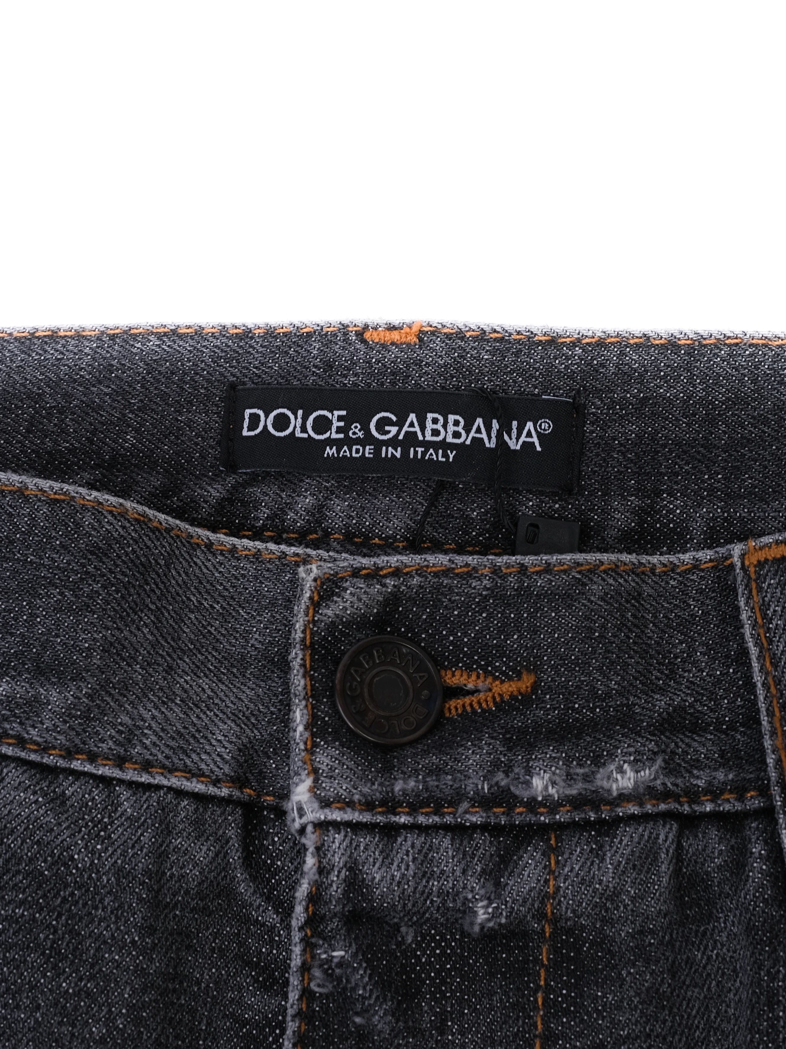 Excellent Dolce Gabbana Dark Gray Distressed Denim Jeans Men
