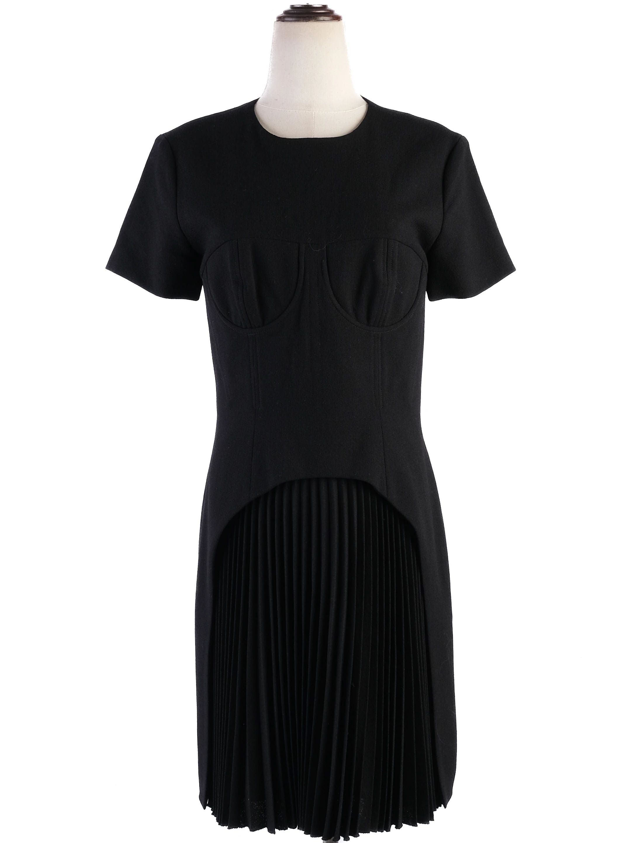 Excellent Christopher Kane Black Wool Dress Size M with Unique Design