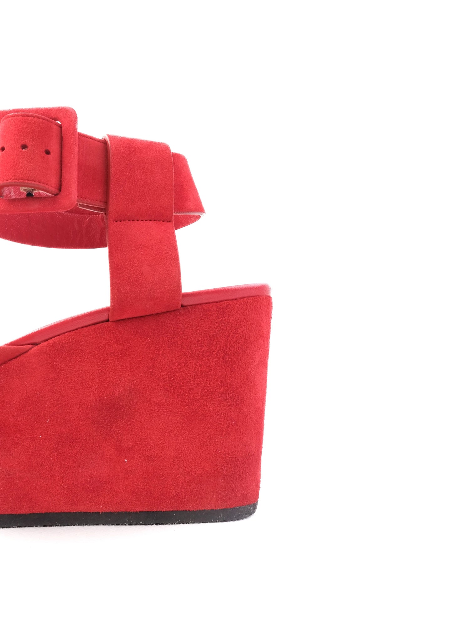 Celine Red Genuine Suede Platform Sandals Size 38 Perfect Condition