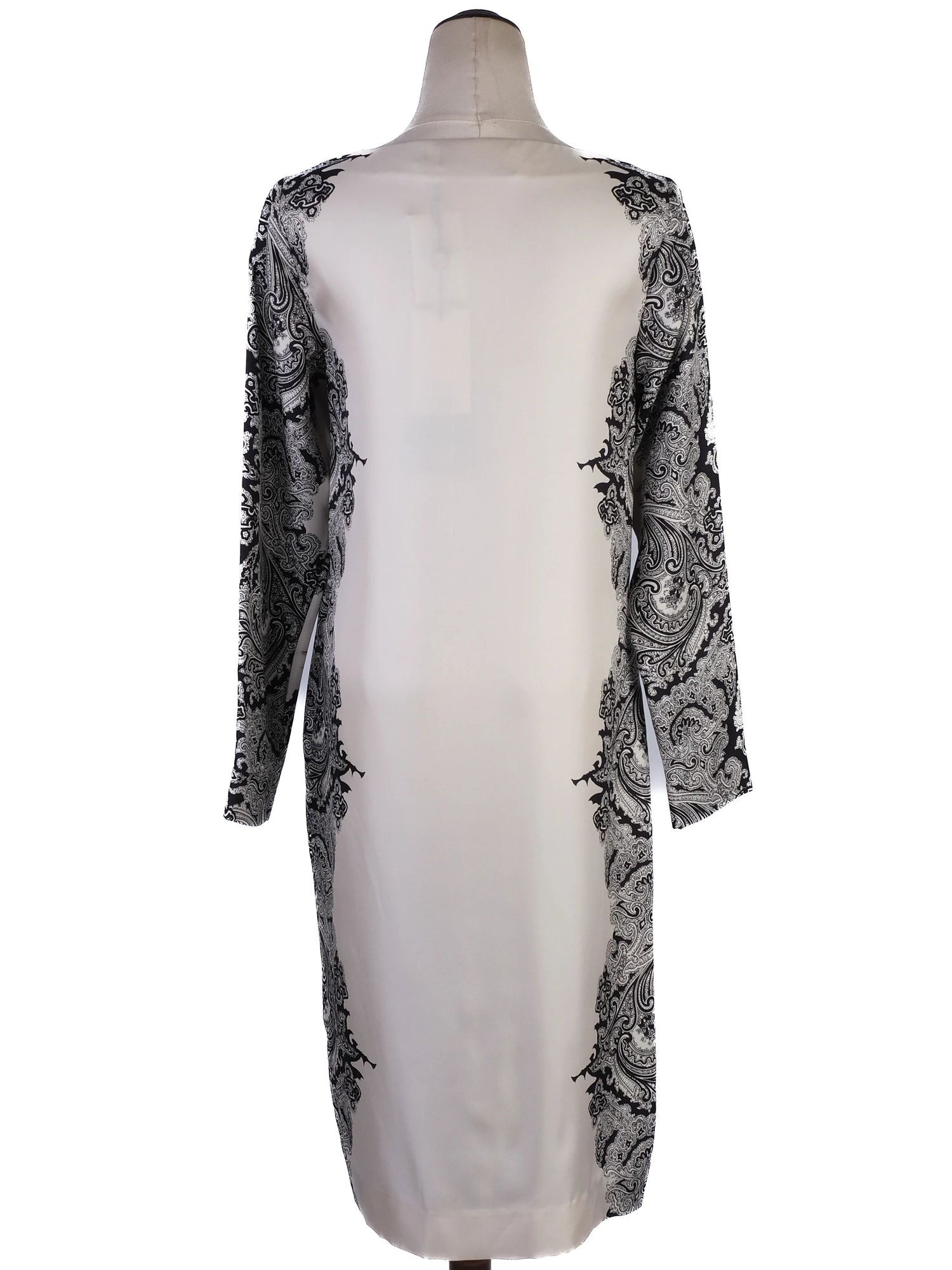 NEW By Malene Birger Silk Dress XS Black White Paisley Pattern