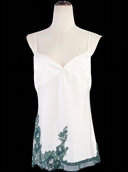 Excellent Ermanno Scervino White Silk Camisole with Lace Detail