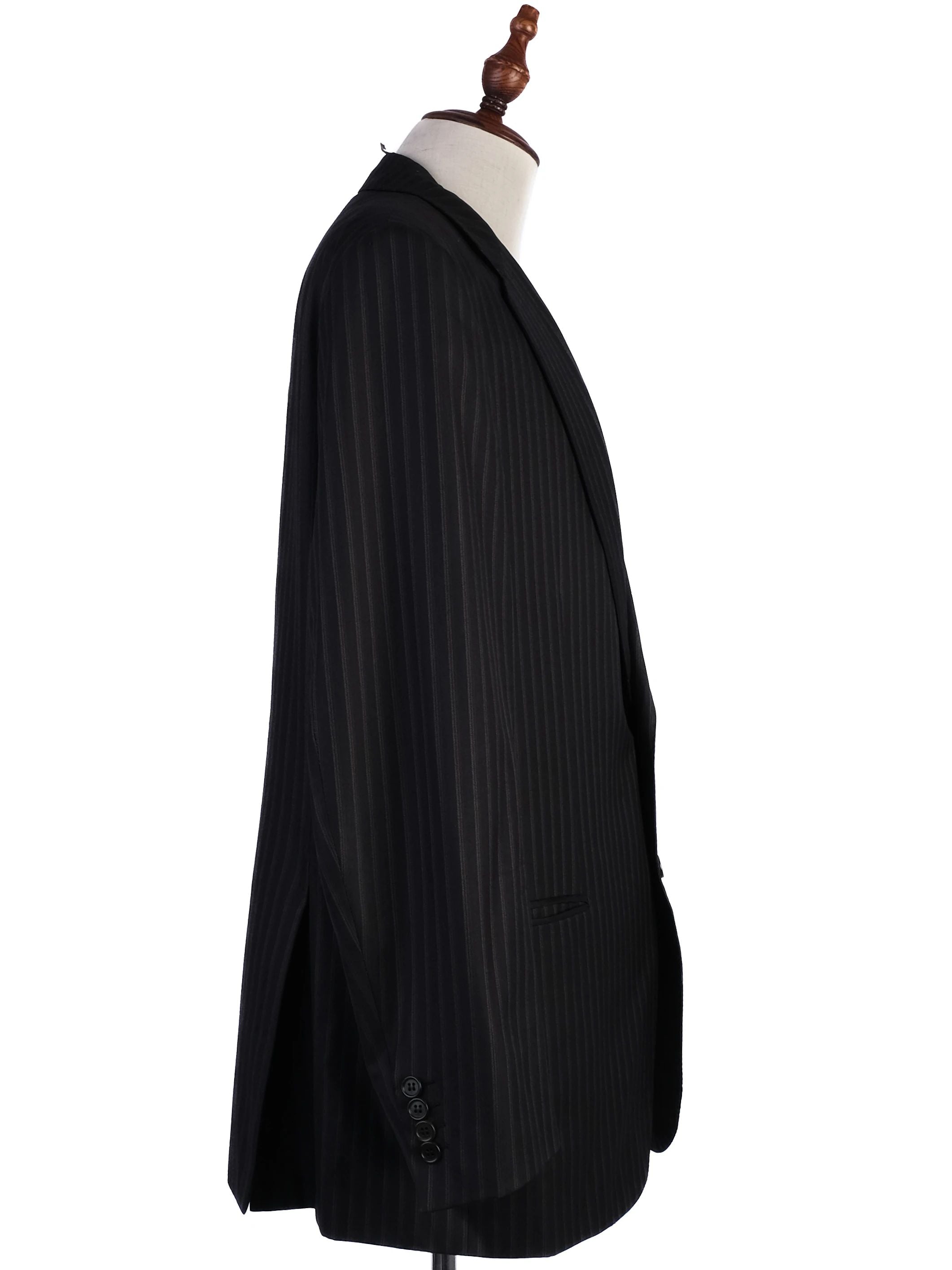 Excellent BRIONI Black Pinstripe Wool Suit Jacket Size XXL