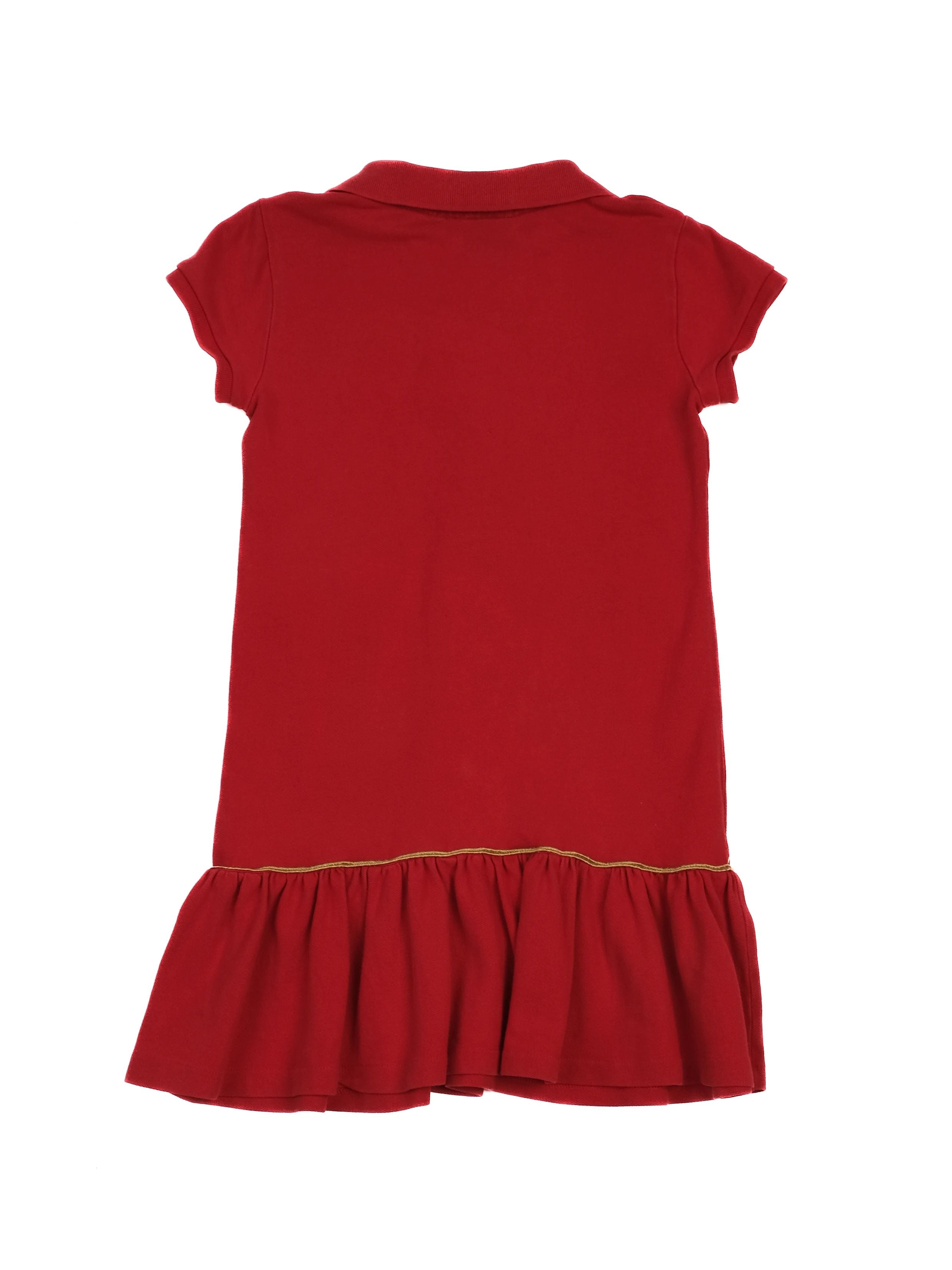 Excellent Ralph Lauren Red Dress Kids Size 7 with Gold Detailing