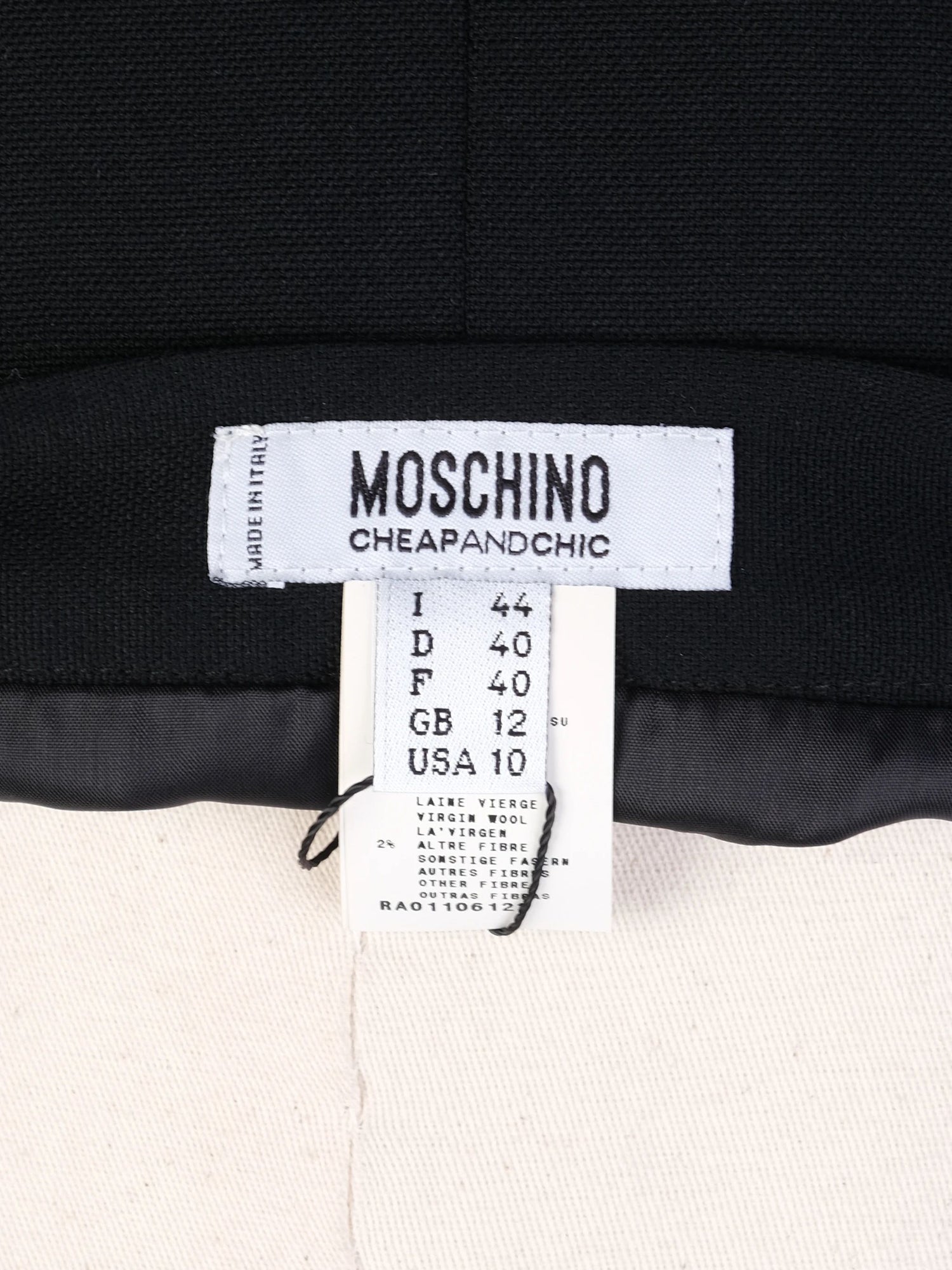 Excellent Moschino Cheap and Chic Black Wool Skirt Size XL