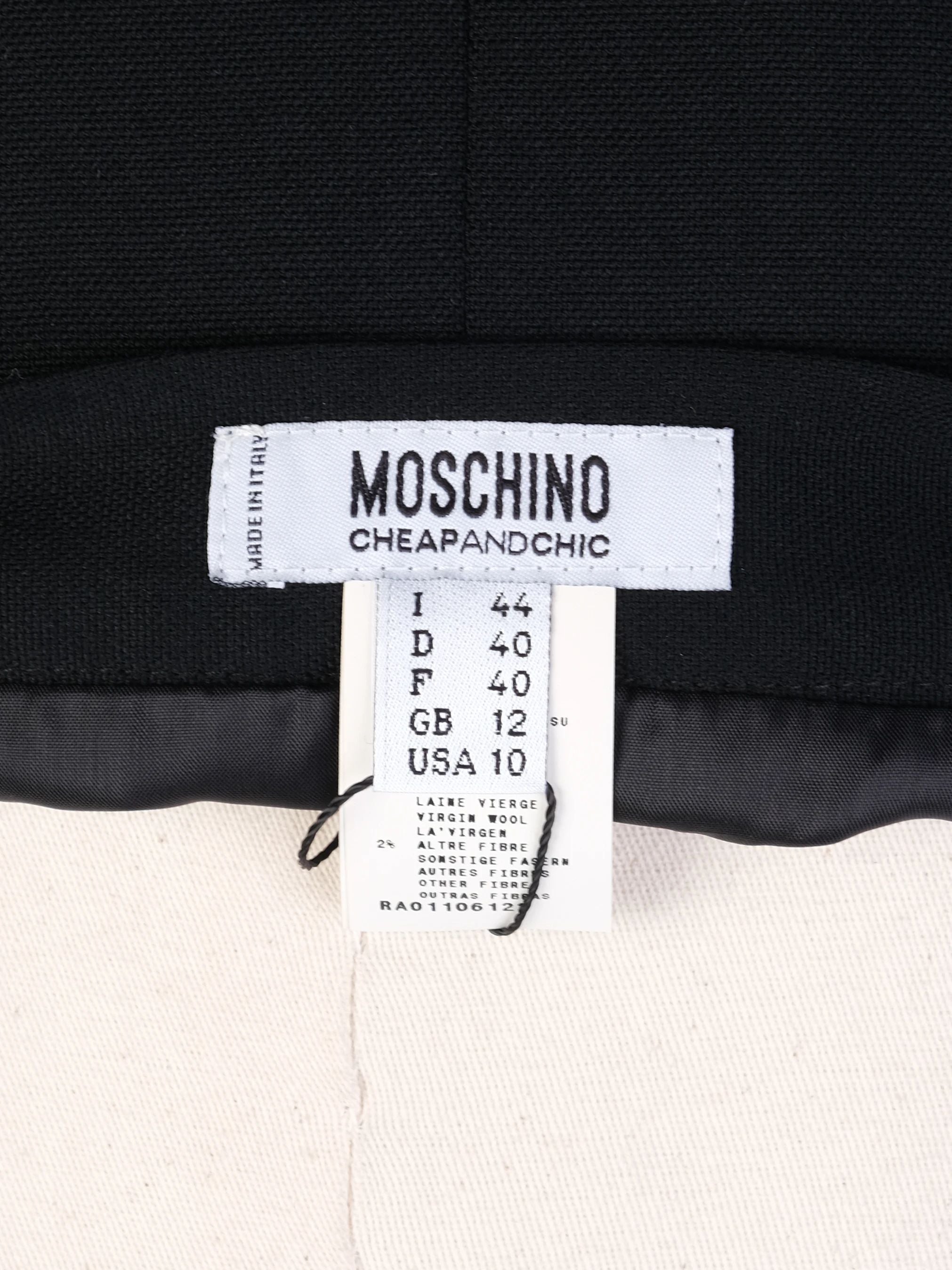 Excellent Moschino Cheap and Chic Black Wool Skirt Size XL