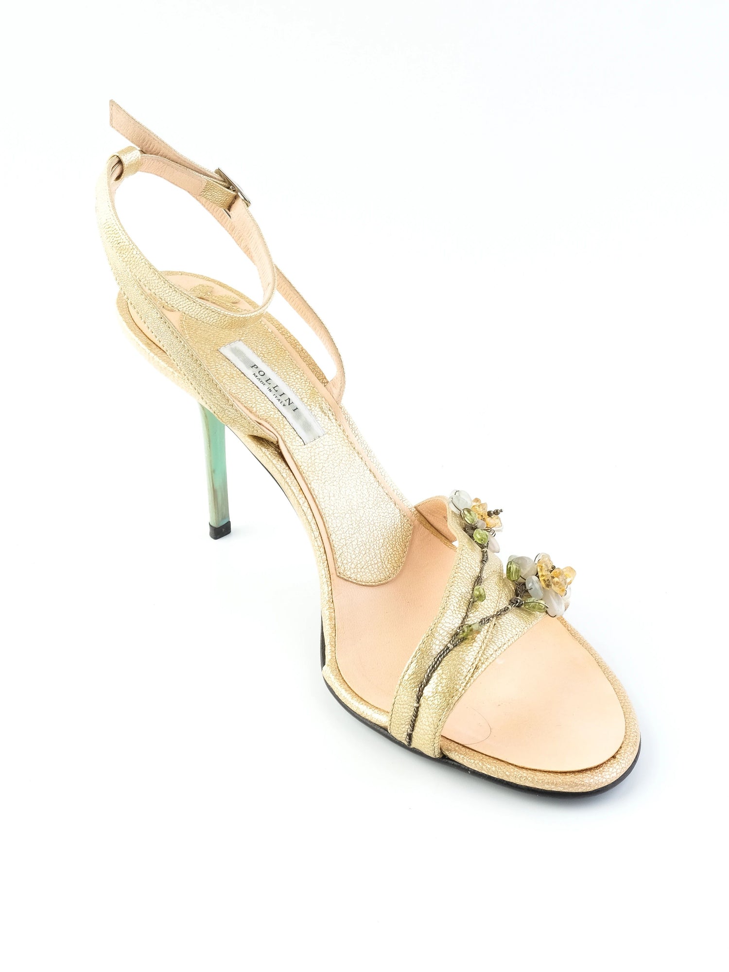 Perfect Pollini Yellow Leather High-Heeled Sandals Size 38