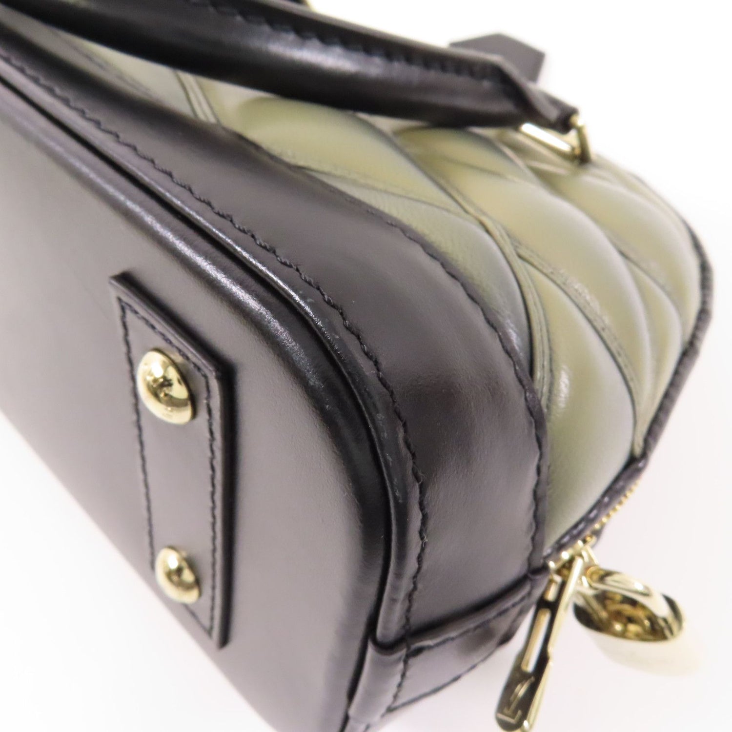 Louis Vuitton Cowhide Leather Alma Bb Handmade Bag Gray Black Handbag M 23576