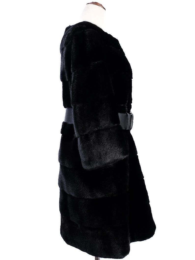 Excellent Antonio Didone Black Wool Fur Coat with Belt Size M