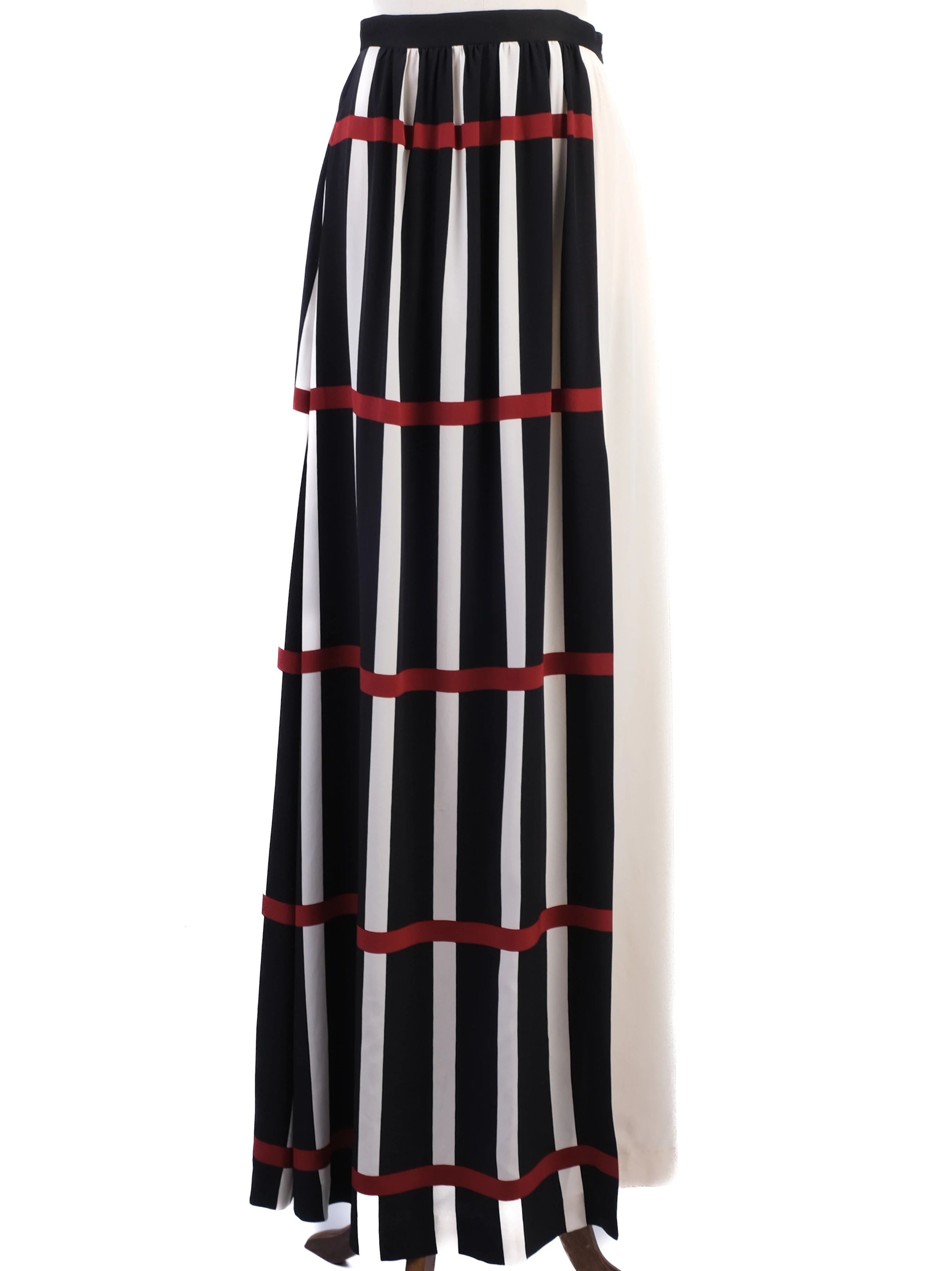 NEW By Malene Birger Long Skirt Black White Stripe XS