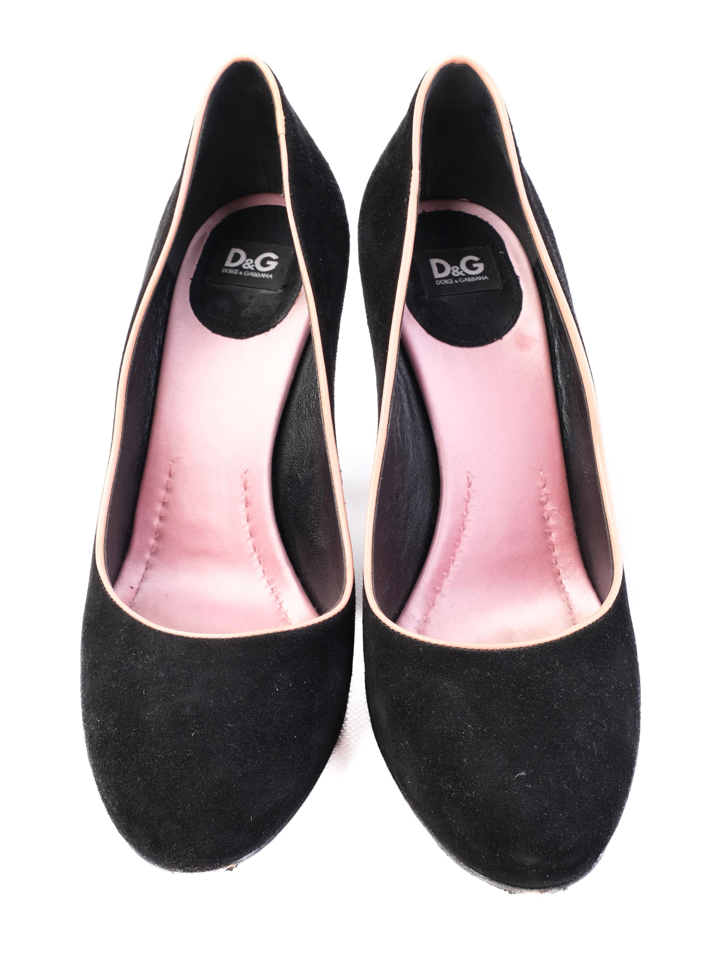 Excellent Dolce Gabbana Black Genuine Suede High Heel Pumps Size 38