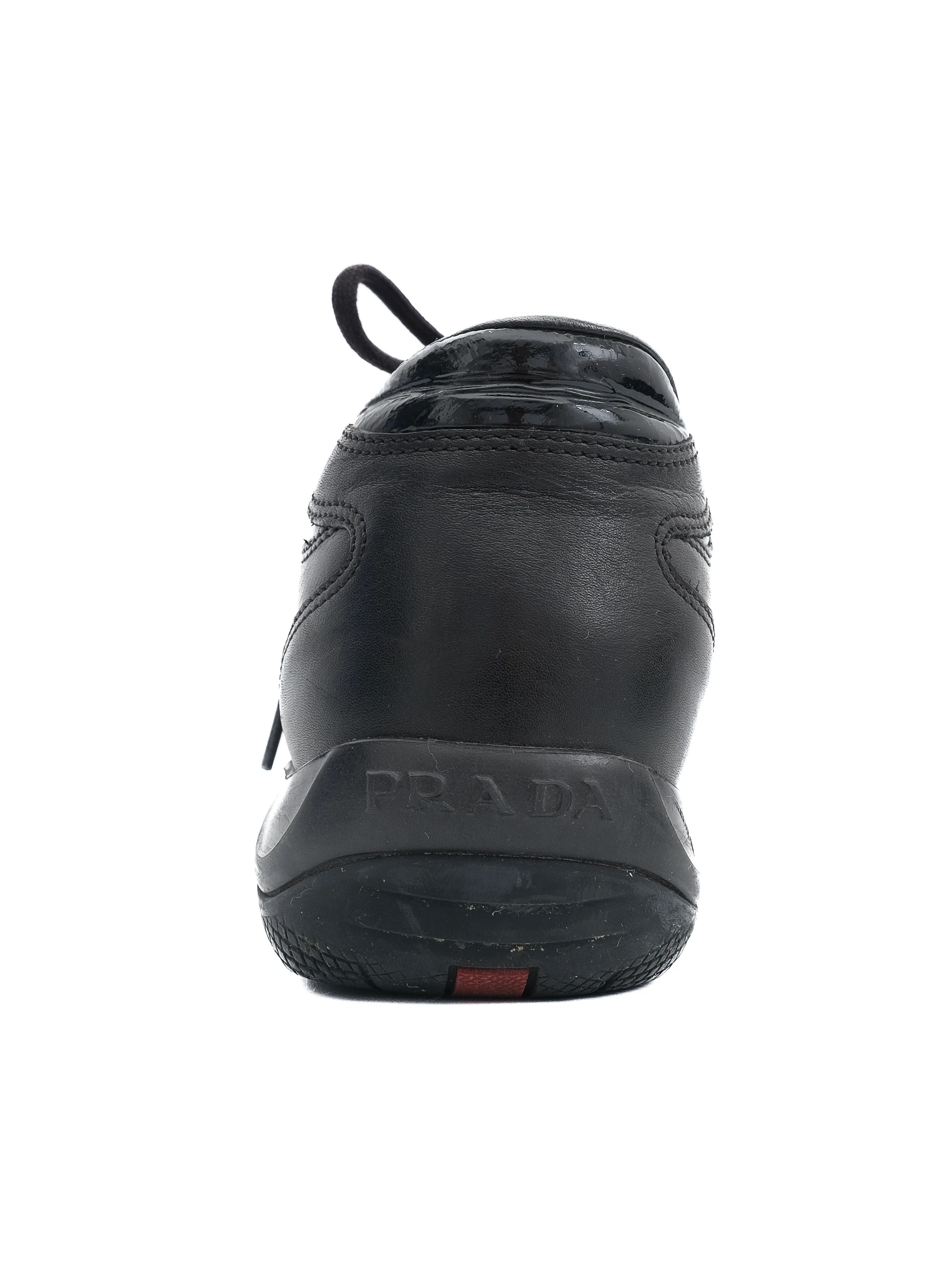 Excellent Prada Black Leather Sneakers Size 36 for Women