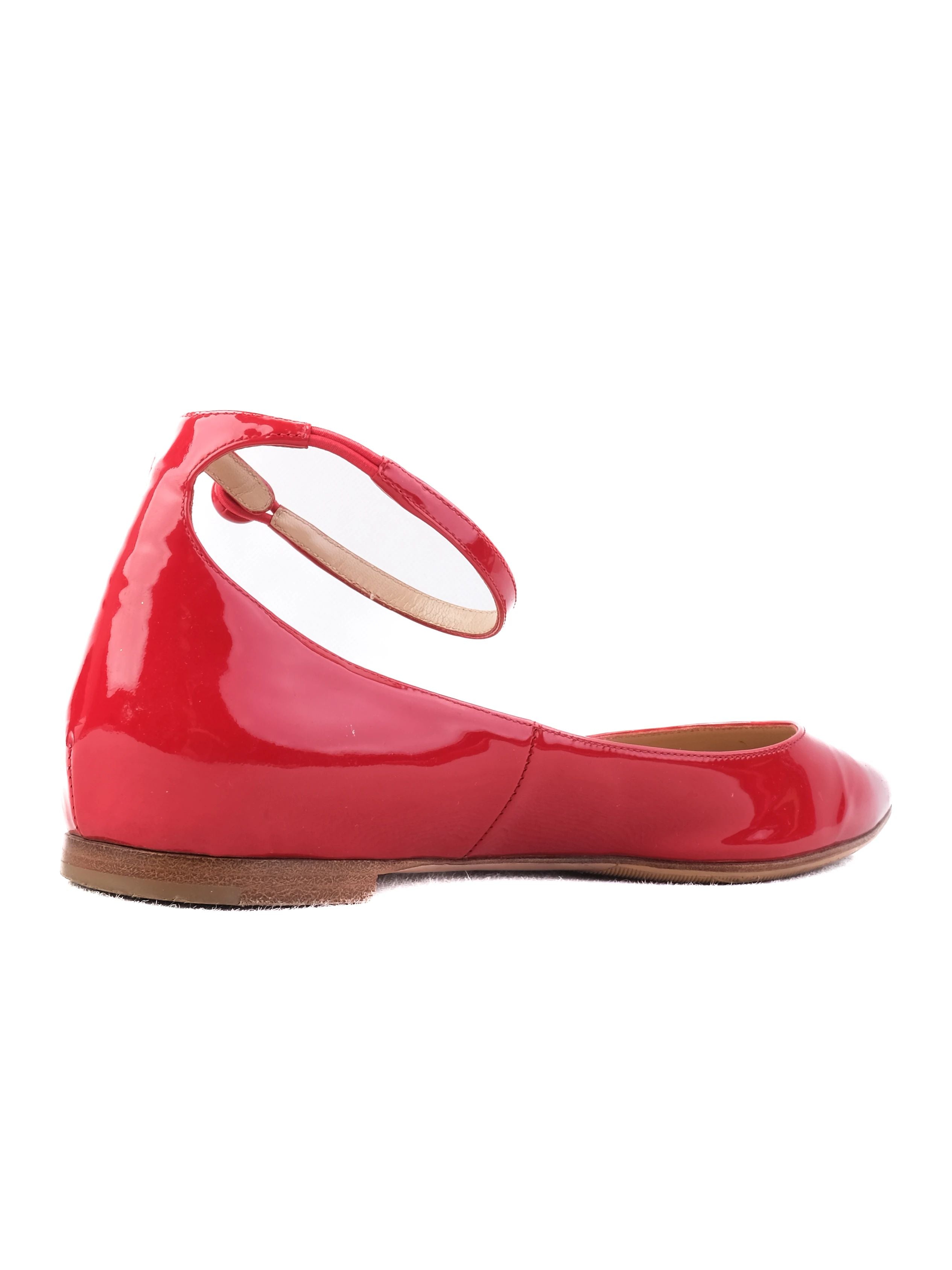 Excellent Gianvito Rossi Red Patent Leather Ballet Flats Size 37