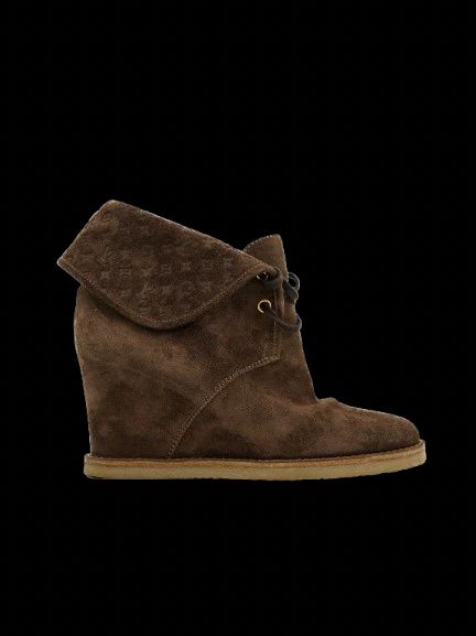 Excellent Louis Vuitton Orange Suede Wedge Boot Size 37.5