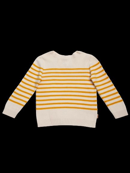Burberry White Cotton Sweater for Kids with Yellow Stripes