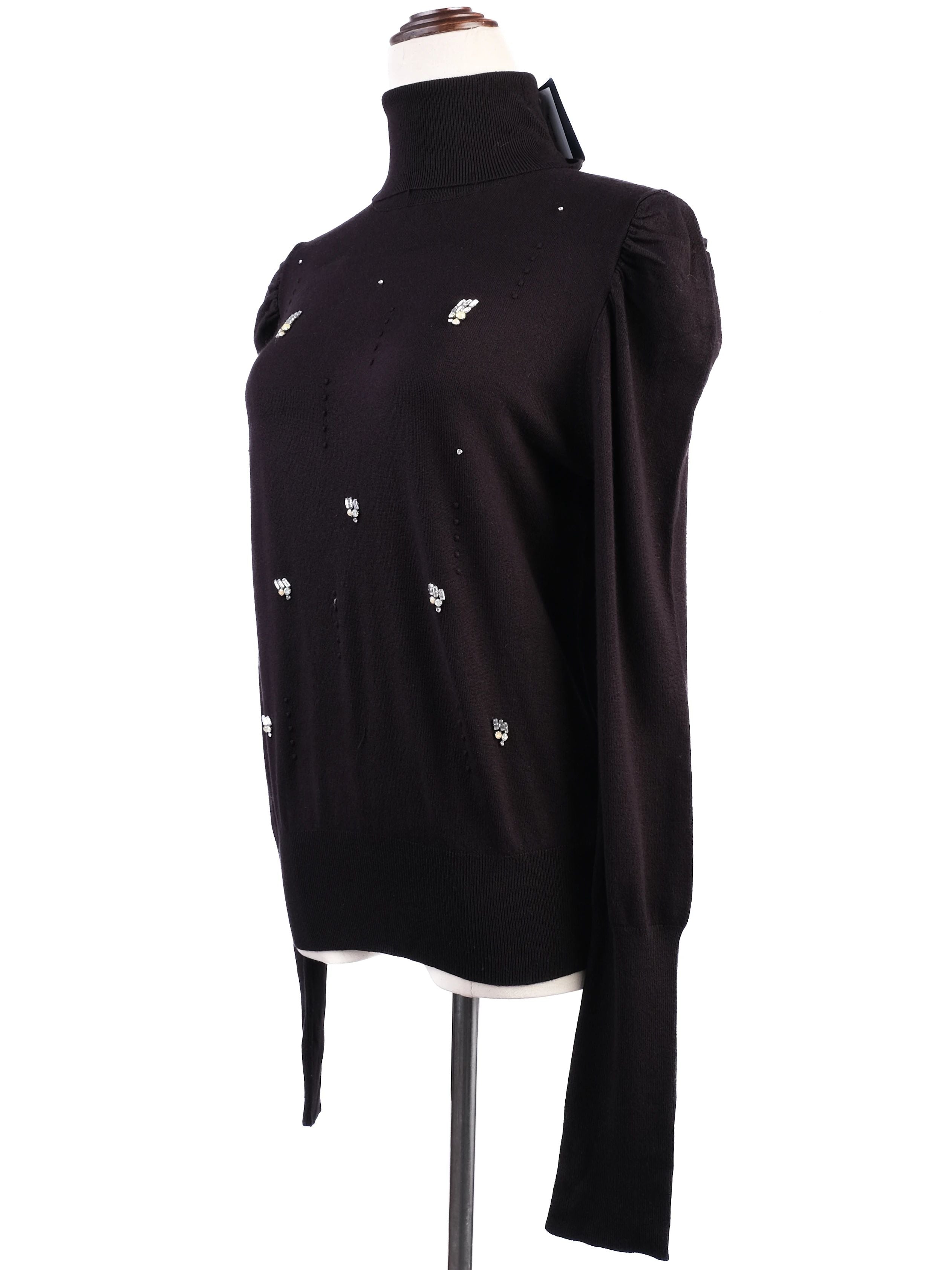 NEW Liu Jo Black Turtleneck Sweater Size L with Embellishments