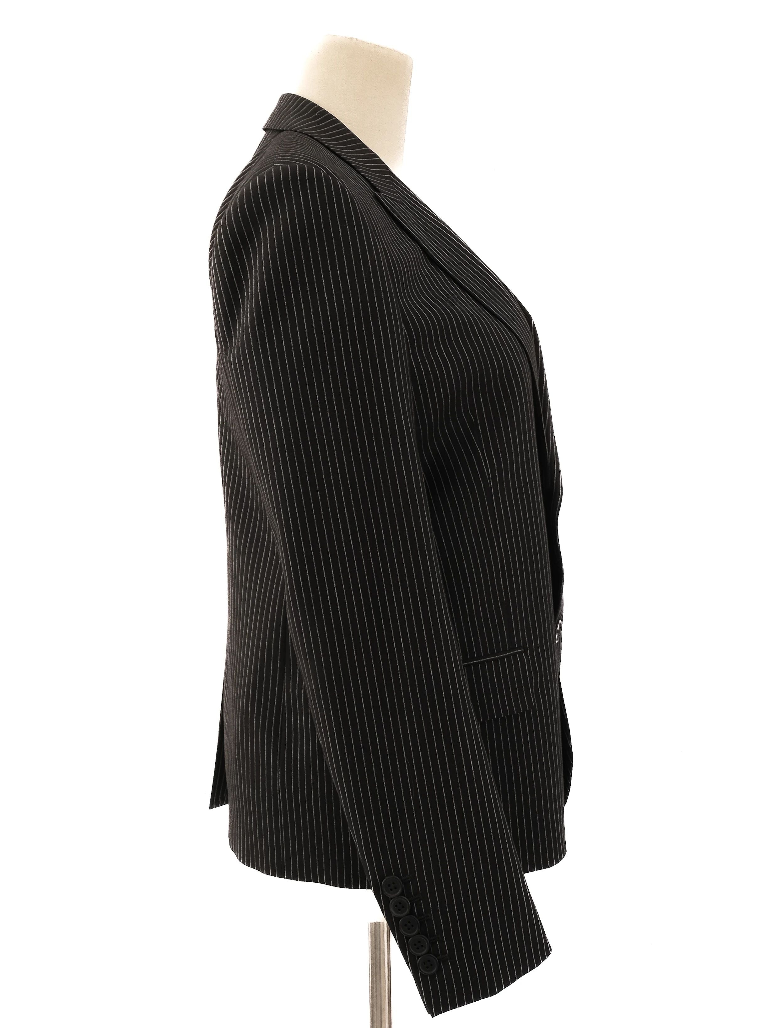 Excellent Saint Laurent Black Pinstripe Blazer Size M Women