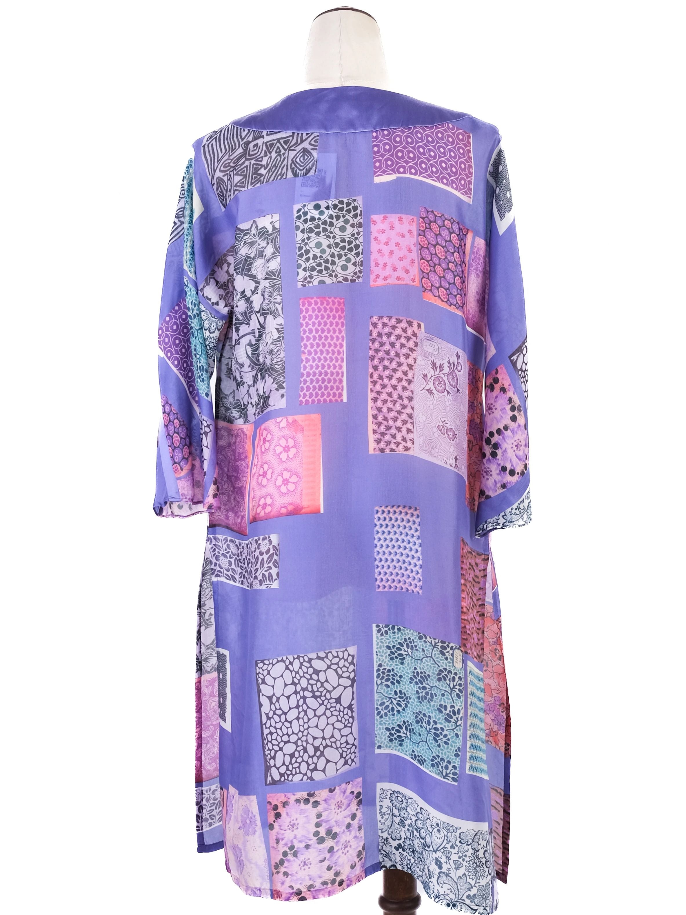 Excellent Etro Silk Purple Dress Patchwork Design Size N/A