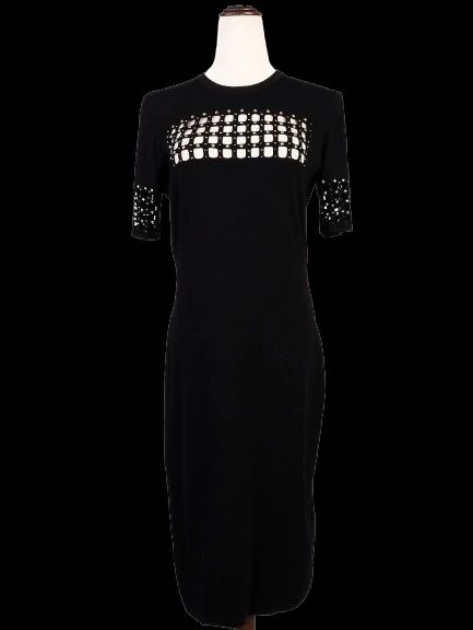Excellent Versace Black Viscose Dress with Geometric Cut-Outs