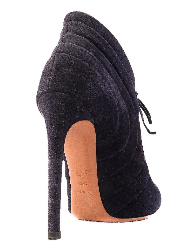 Excellent Alaia Blue Leather High-Heeled Ankle Boot Size 36.5