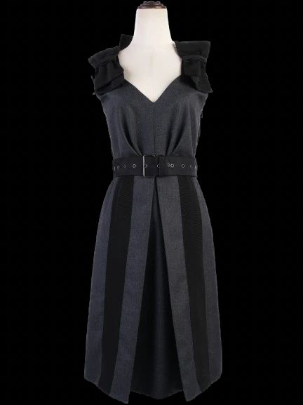Excellent Prada Black Wool Sleeveless Dress Size S