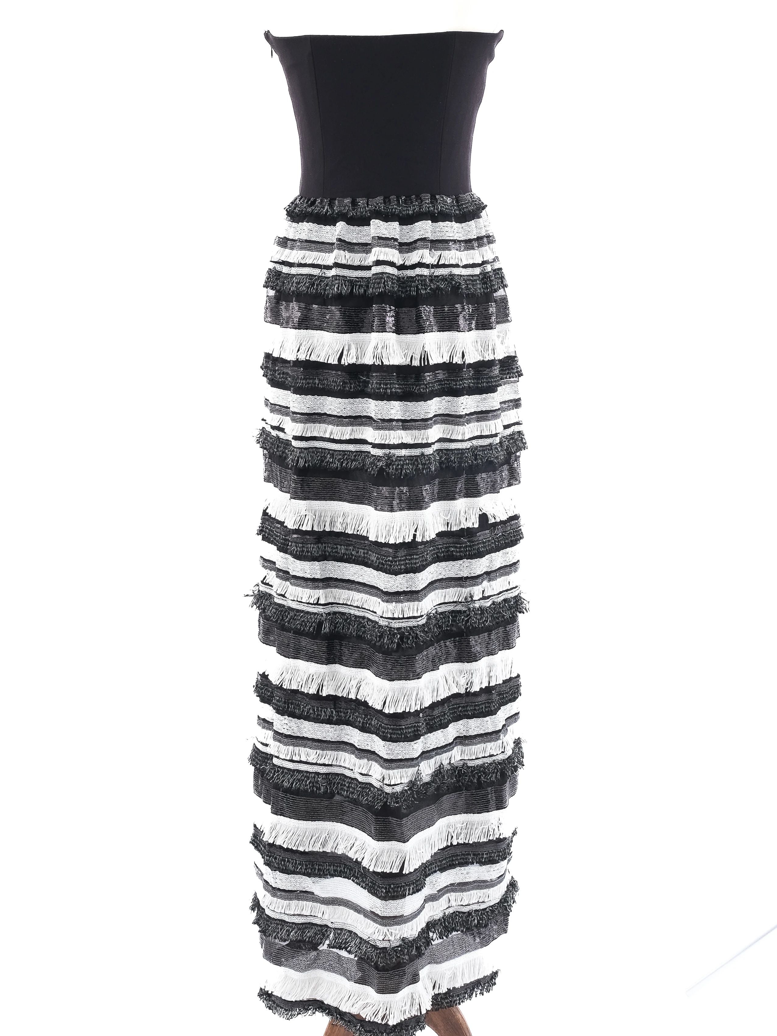 Atos Lombardini Strapless Dress Black White Size L Excellent Condition