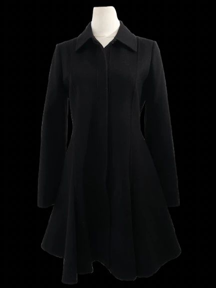 NEW Valentino Black Flared Wool Coat XXS Women