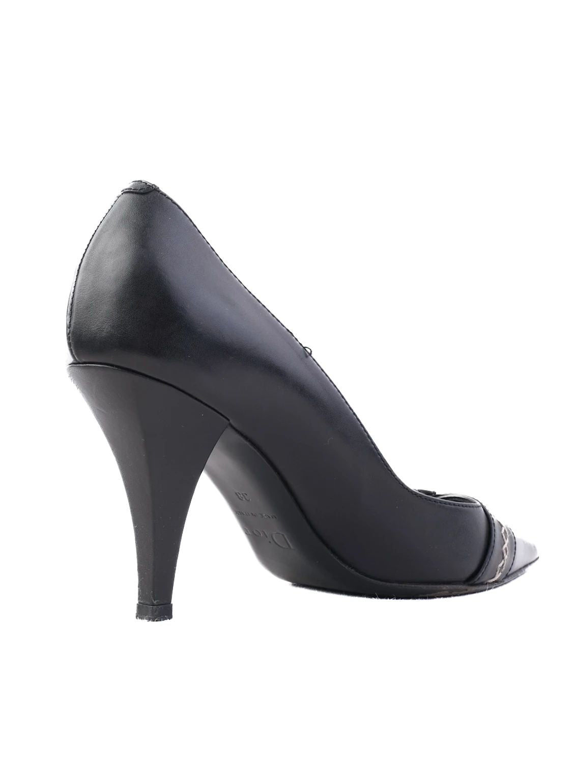 Excellent Dior Black Leather High-Heeled Shoes Size 38
