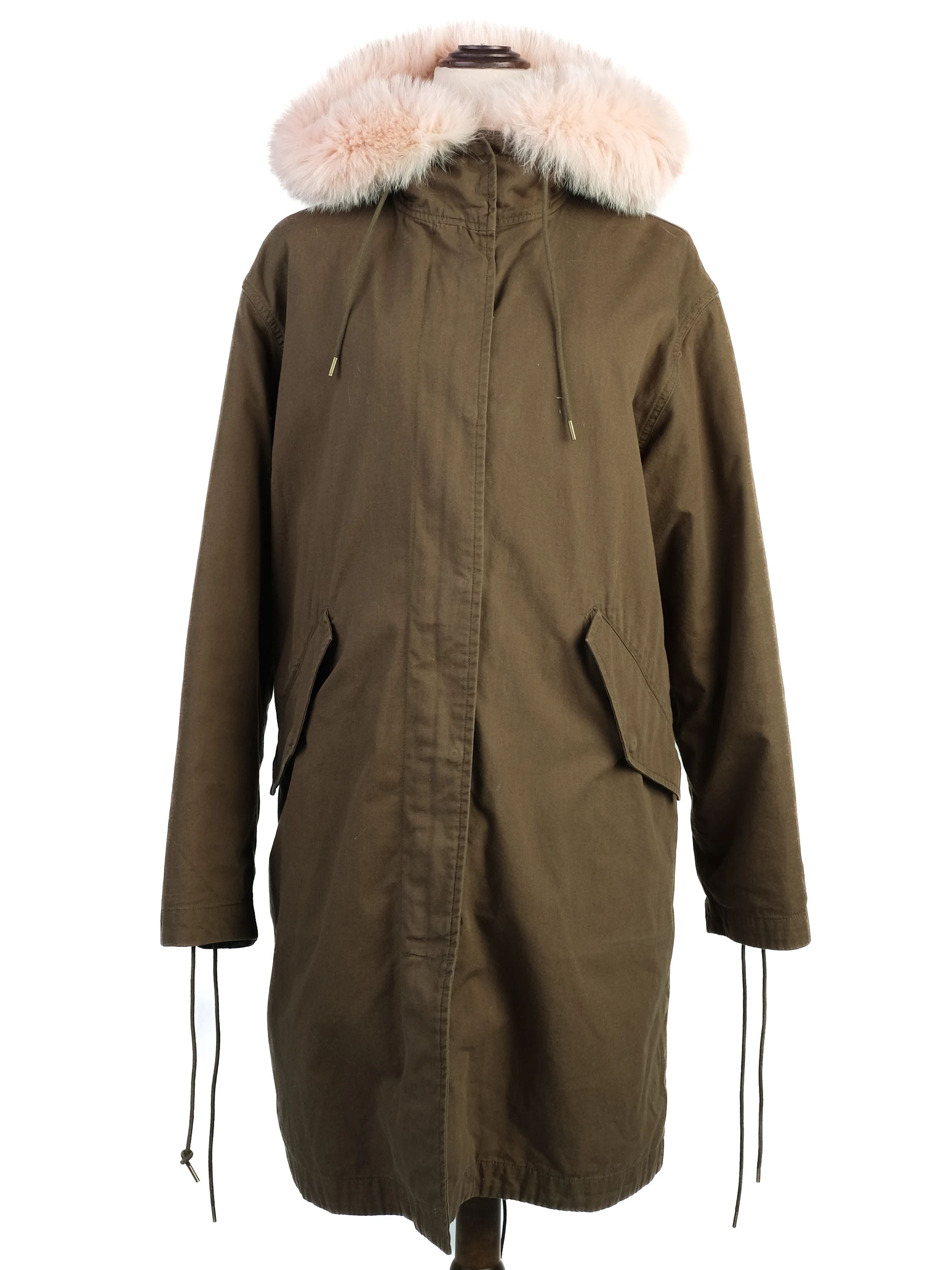 Excellent Yves Salamon Green Polyester WomenÕs Parka Coat Size XS