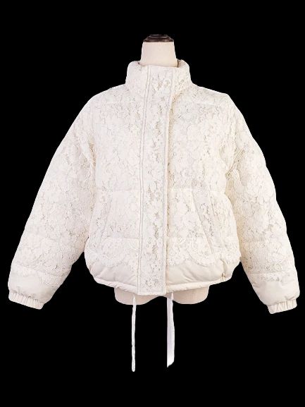 Excellent TWINSET White Lace Jacket Size S Padded Design
