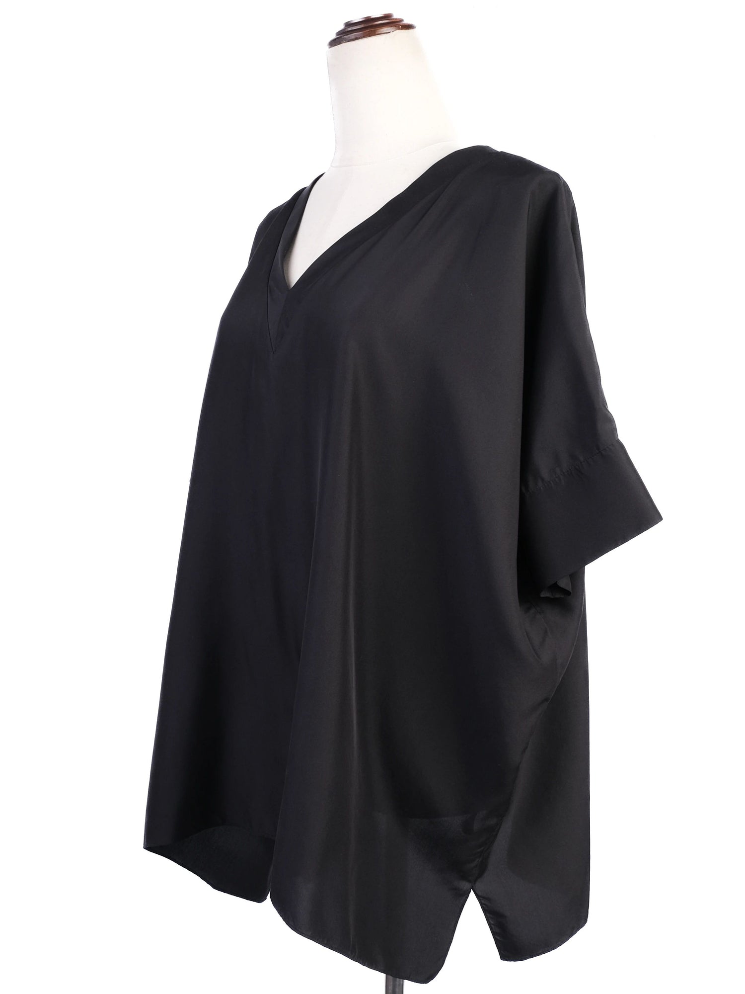 Excellent Cos Black Silk V-Neck Top Size M Wide Sleeves