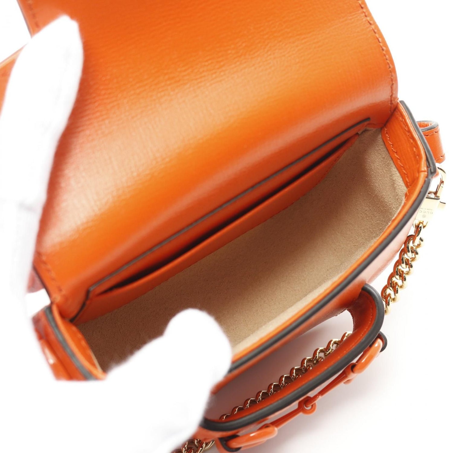Gucci Mini Horsebit 1955 Shoulder Bag Orange Leather 726863