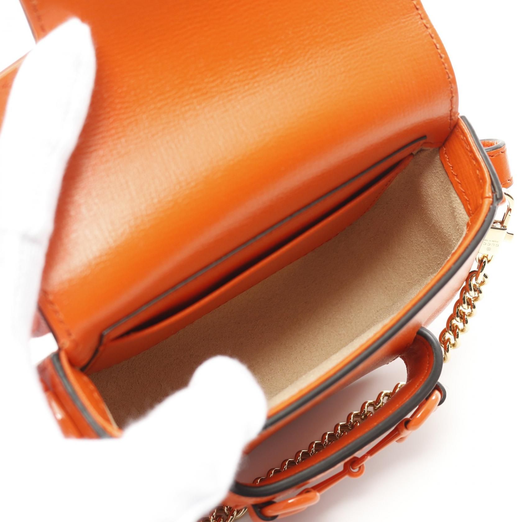 Gucci Mini Horsebit 1955 Shoulder Bag Orange Leather 726863