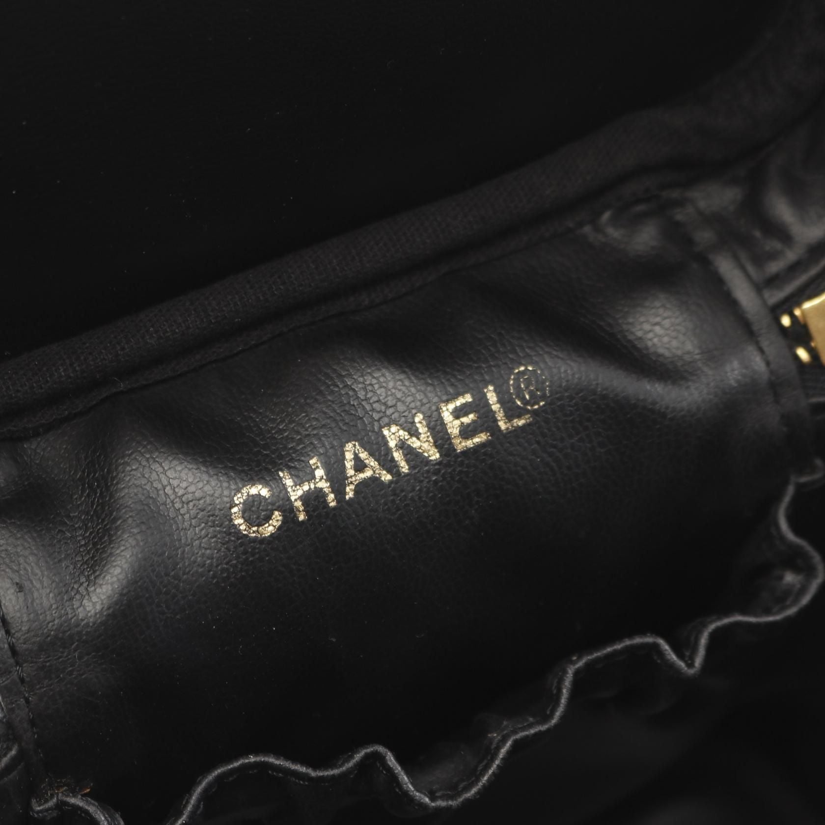 Chanel Black Coco Mark Handbag Leather Grained Calfskin A 01998