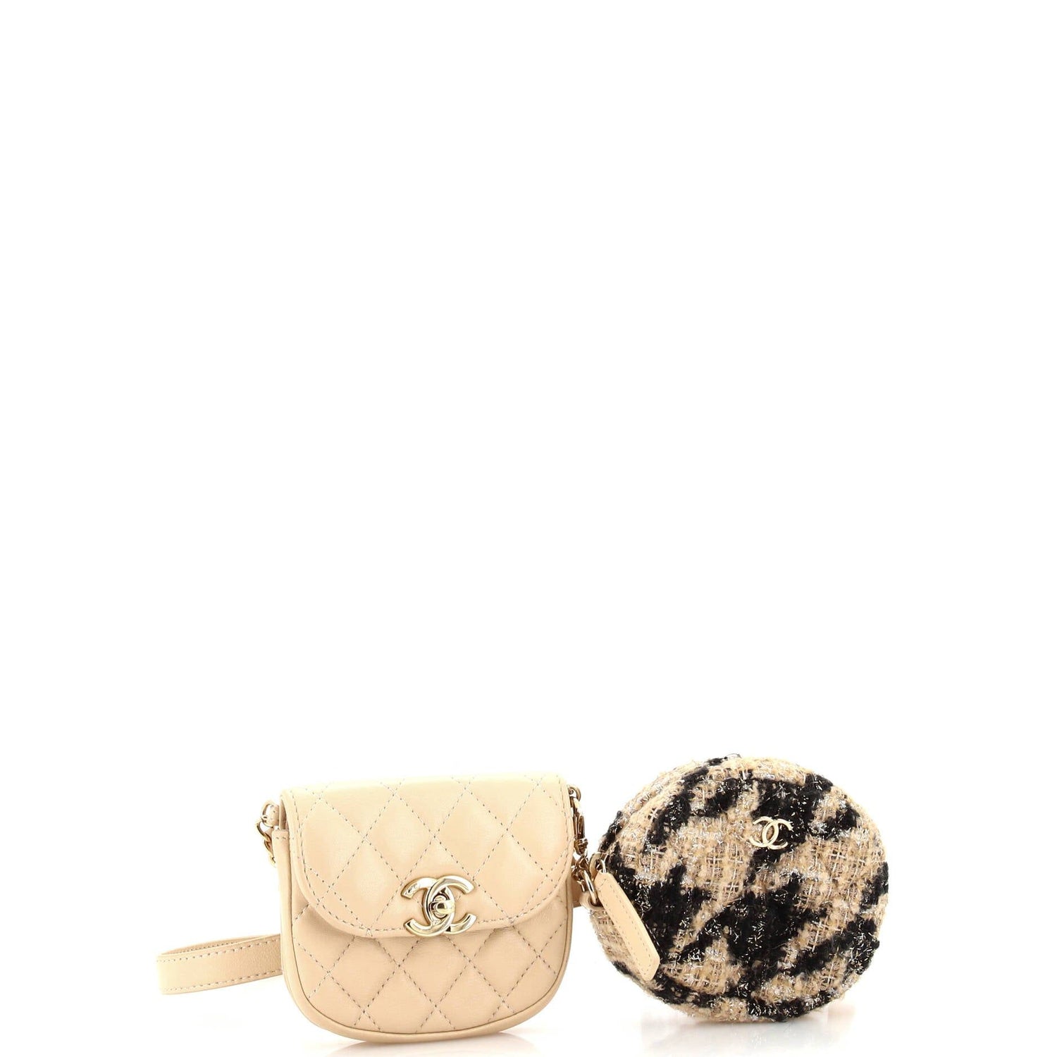 Chanel CC Waist Bag With Coin Purse Quilted Lambskin And Tweed