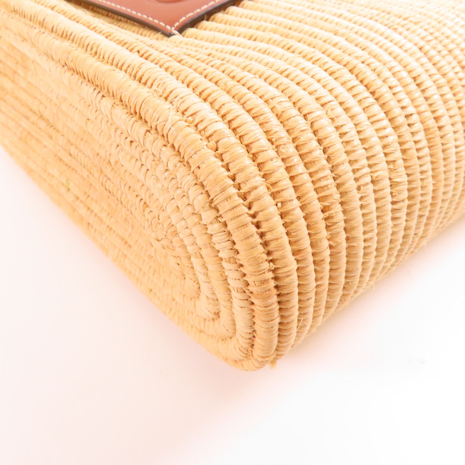 Loewe Sake Yam Tote Gold Shoulder Back Bag Brown Other Raffia