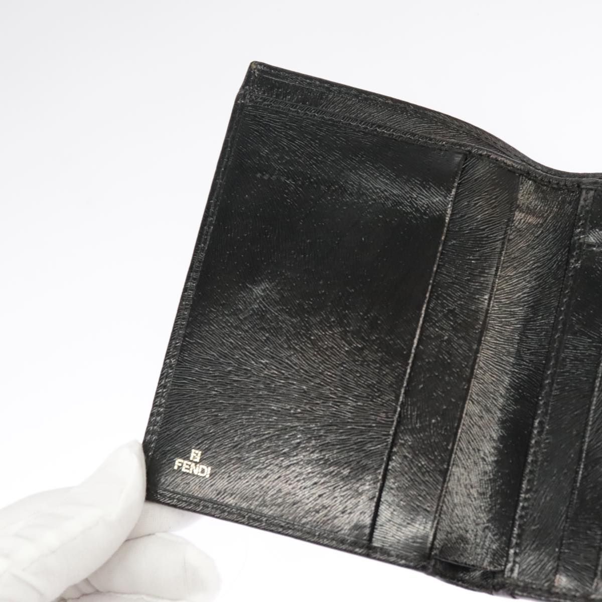 Fendi Wallet Leather Black Auth