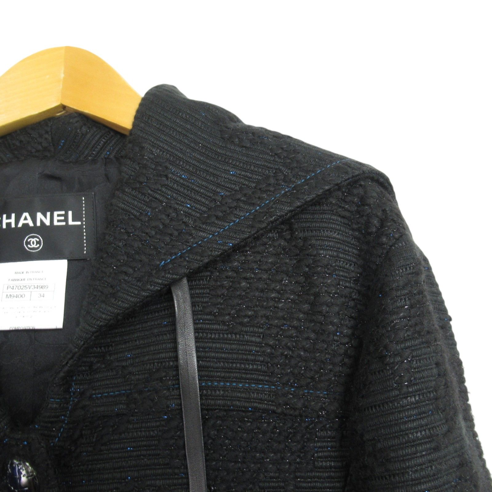 Chanel Black Acrylic Windbreaker Coat P 47025v 34989