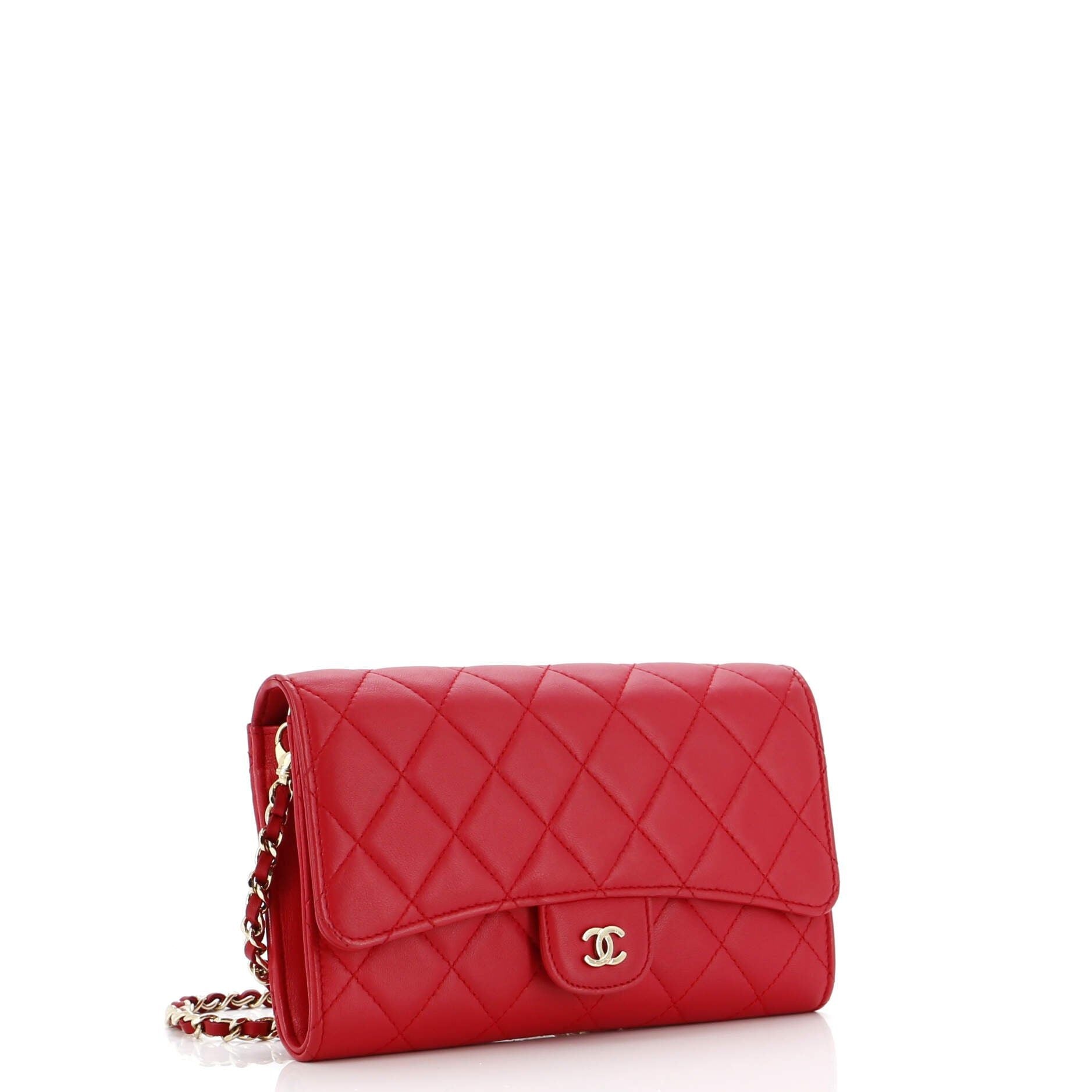 Chanel Wallet On Short Chain Quilted Lambskin
