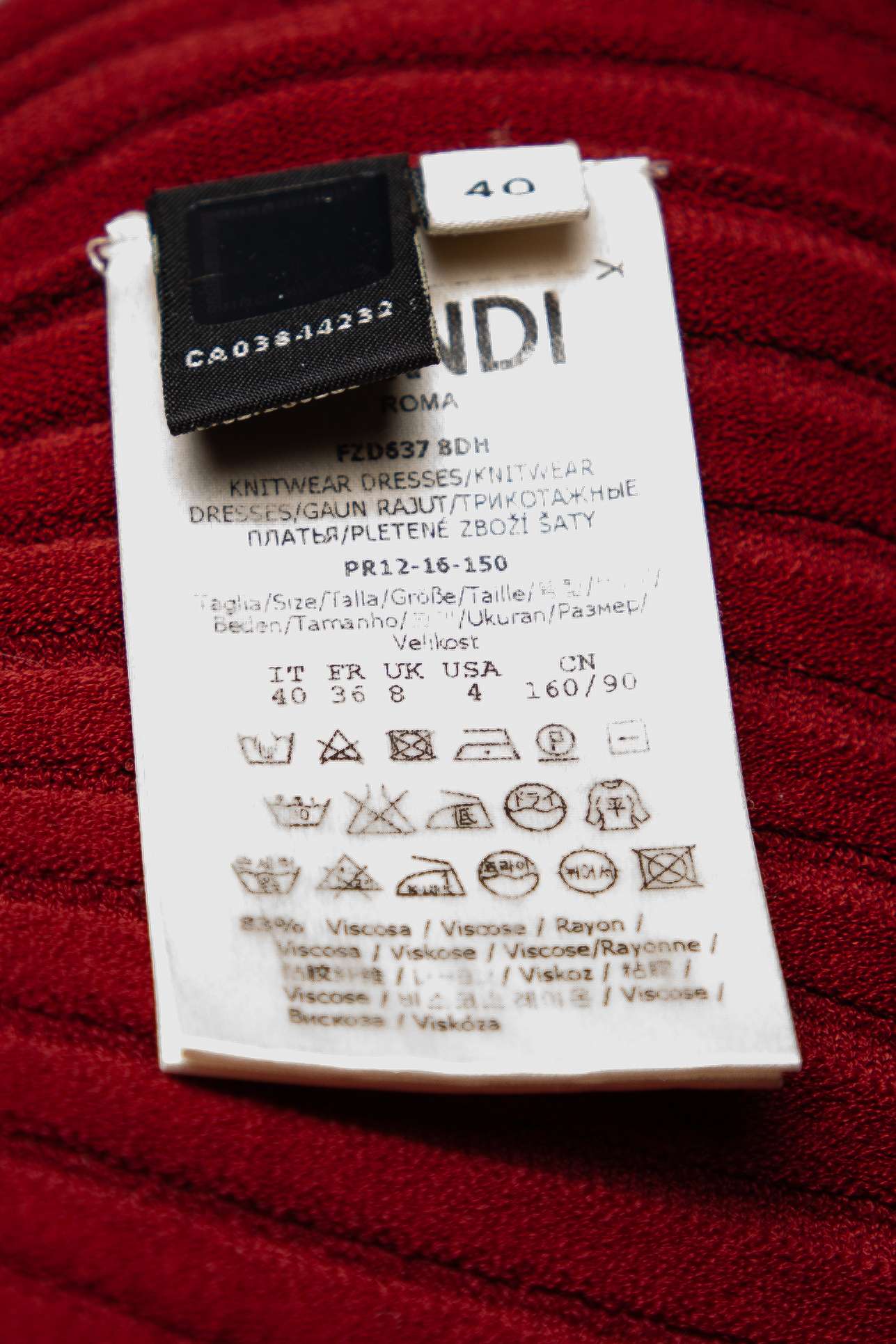 Excellent Fendi Red Knitted Dress Size S Women