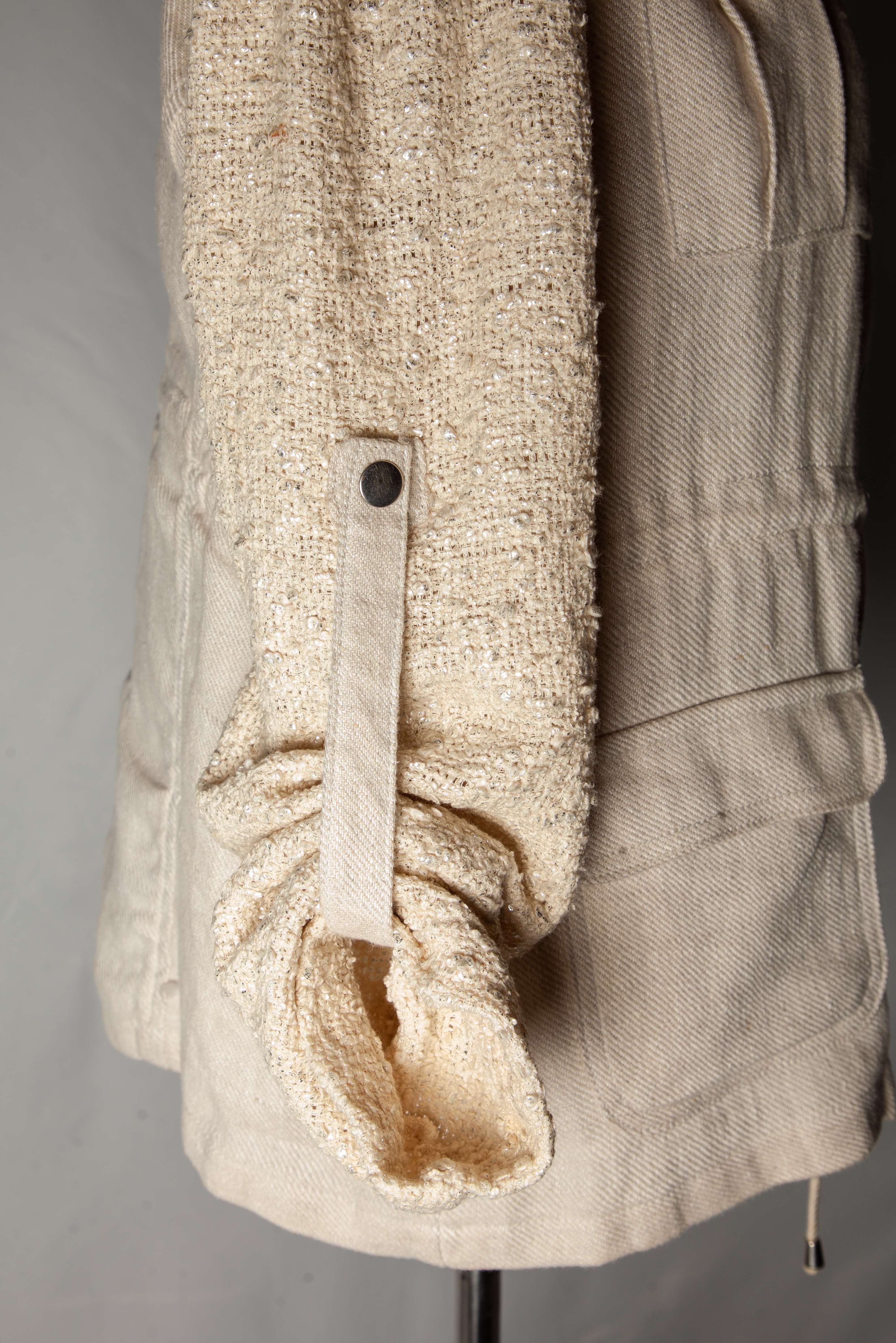 Average Generation Love White Jacket with High Collar and Textured Sleeves