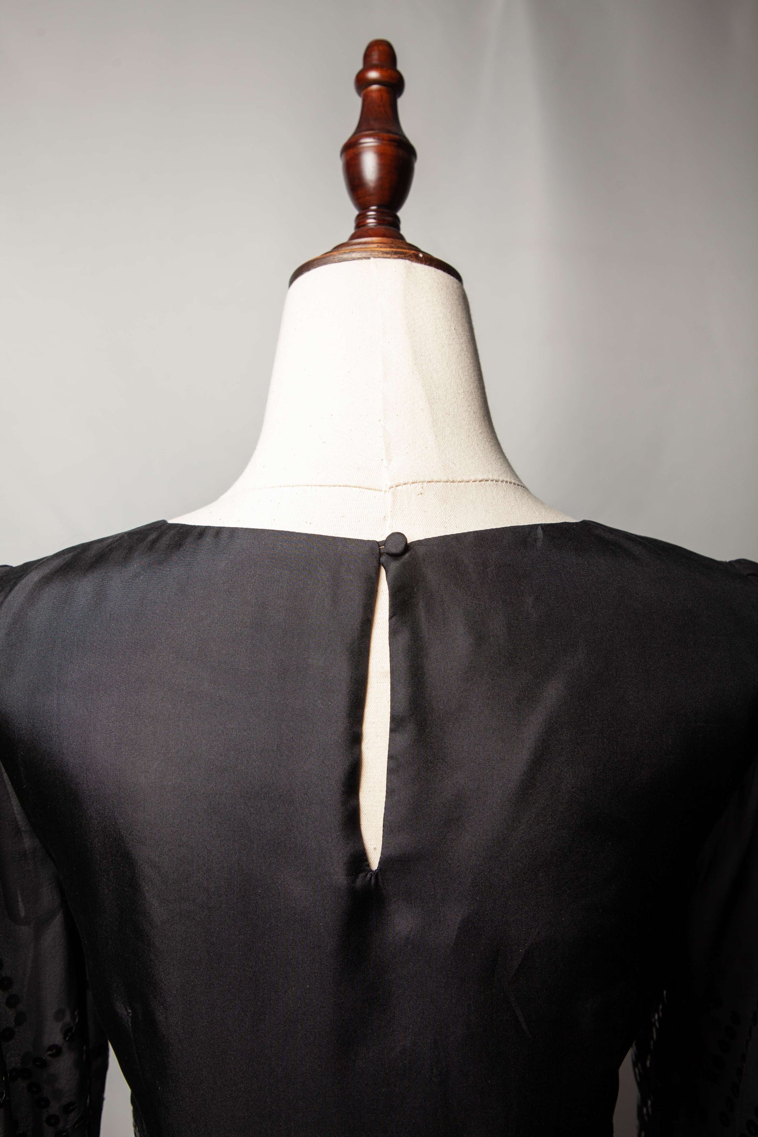 Good Monsoon Black Silk Dress Size S V-Neck with Embellished Sleeves