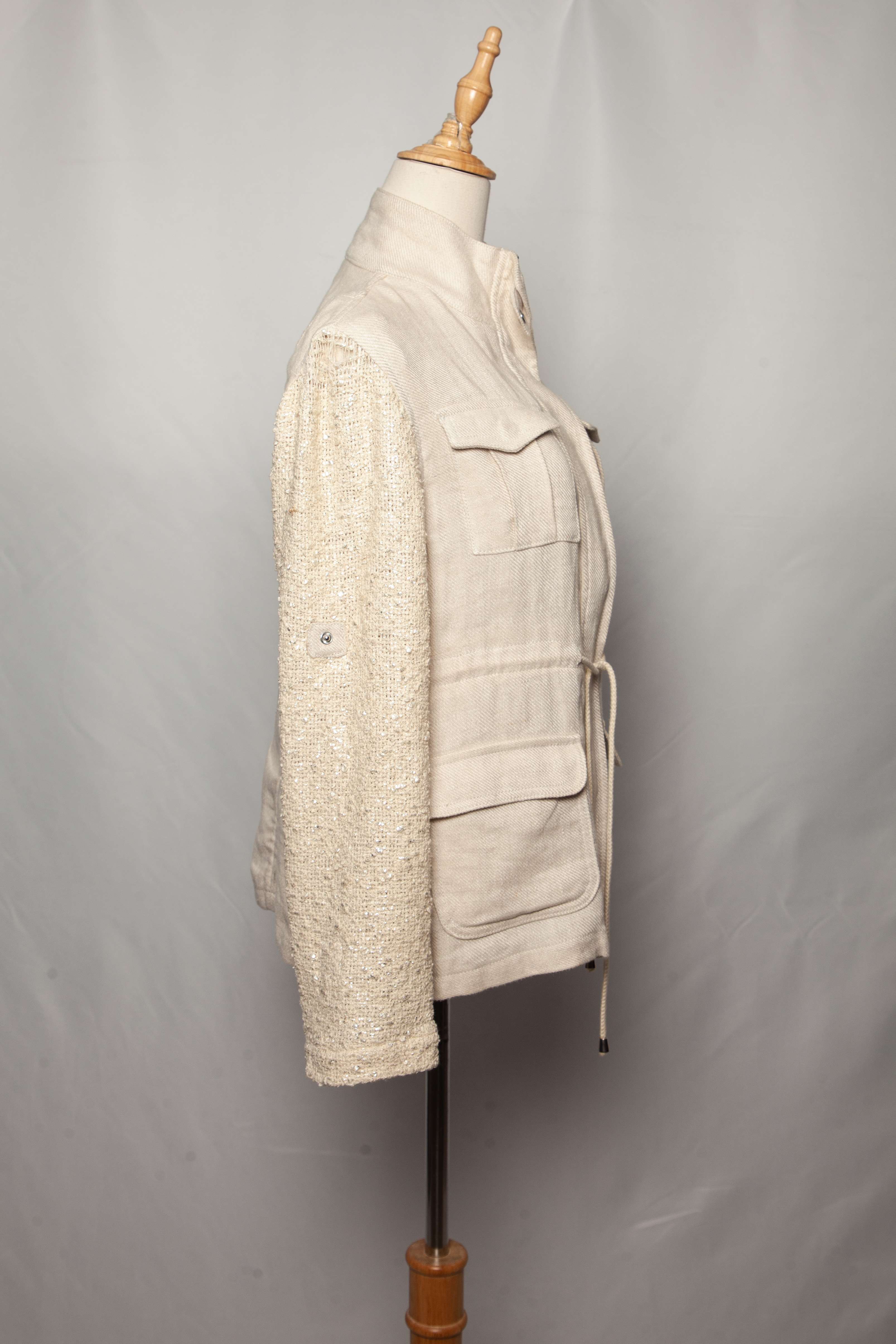 Average Generation Love White Jacket with High Collar and Textured Sleeves