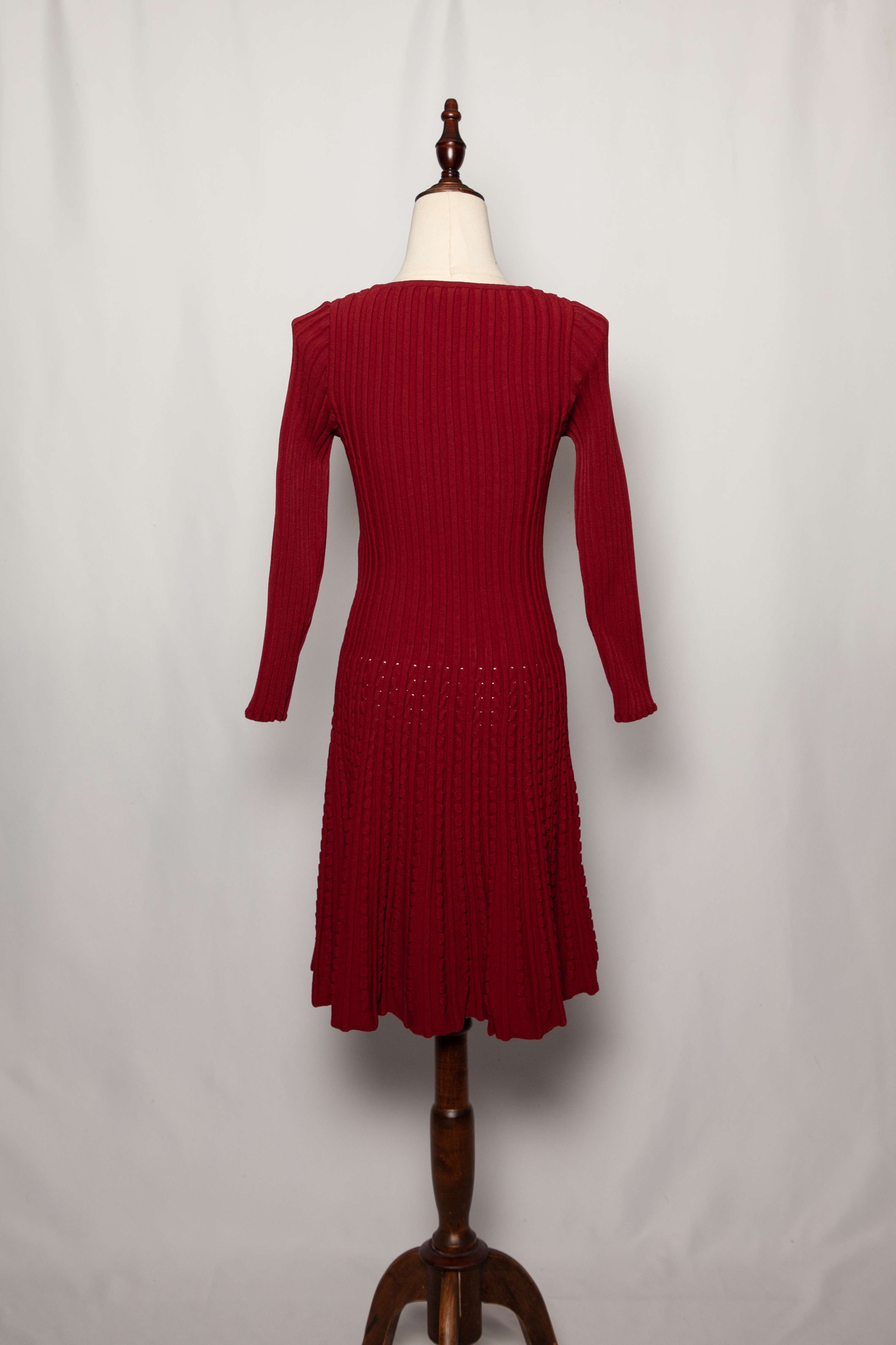 Excellent Fendi Red Knitted Dress Size S Women