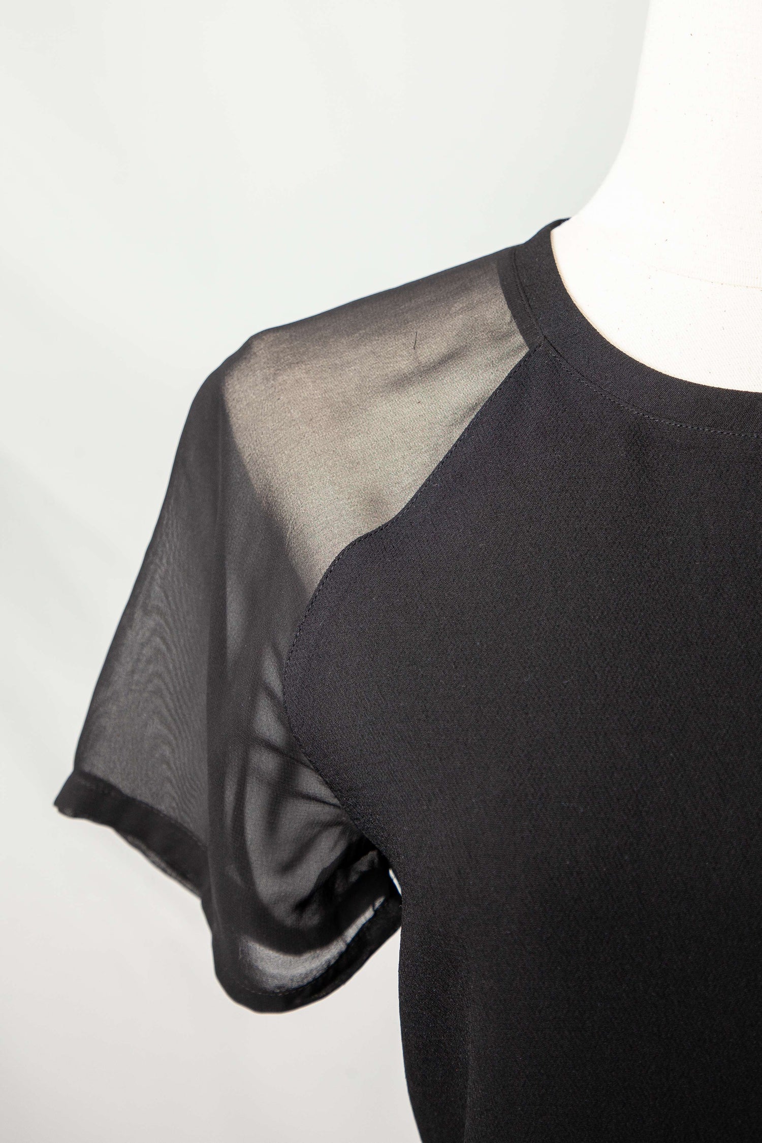 Good Vince Black Dress Size S with Sheer Short Sleeves