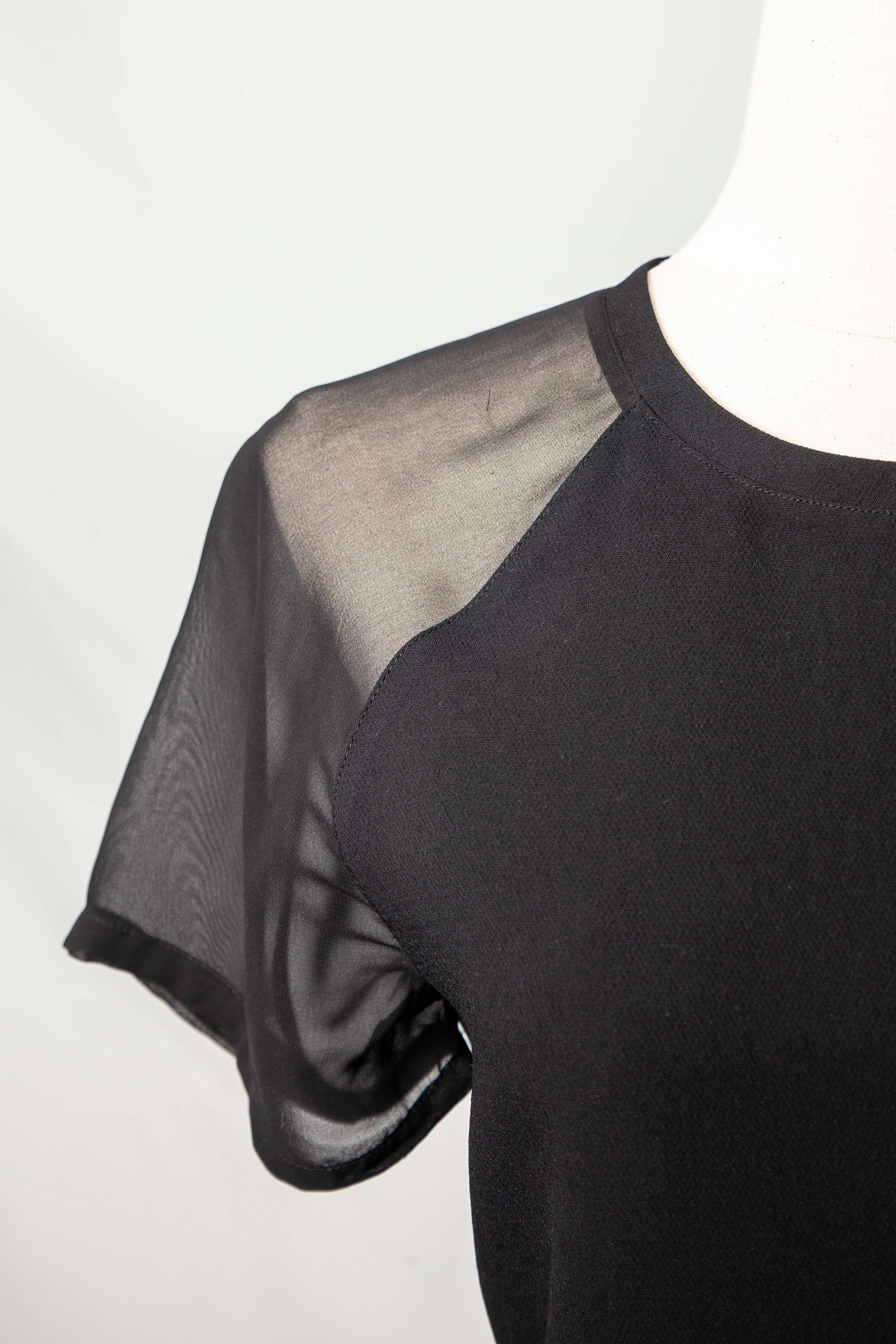 Good Vince Black Dress Size S with Sheer Short Sleeves